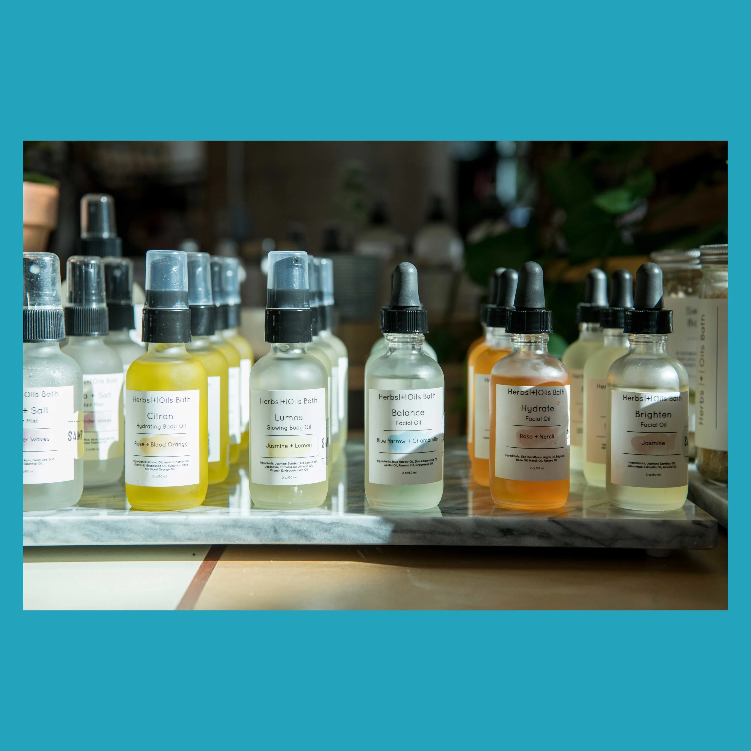 Herbs and Oils - Original skincare concoctions made from homegrown botanicals.