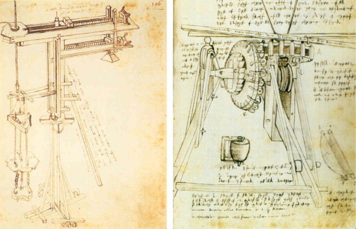 A hoist for lifting stones during the building of Brunelleschi's dome was more sophisticated than any hoist before it. Brunelleschi designed it because no existing hoist could manage the challenges of a dome of the scale he was building, a challenge he met and mastered rather than letting it deter him. The sketch is by Leonardo da Vinci during his apprenticeship. Leonardo's attention to detail shows his own meticulous effort to master the possibilities of human innovation.