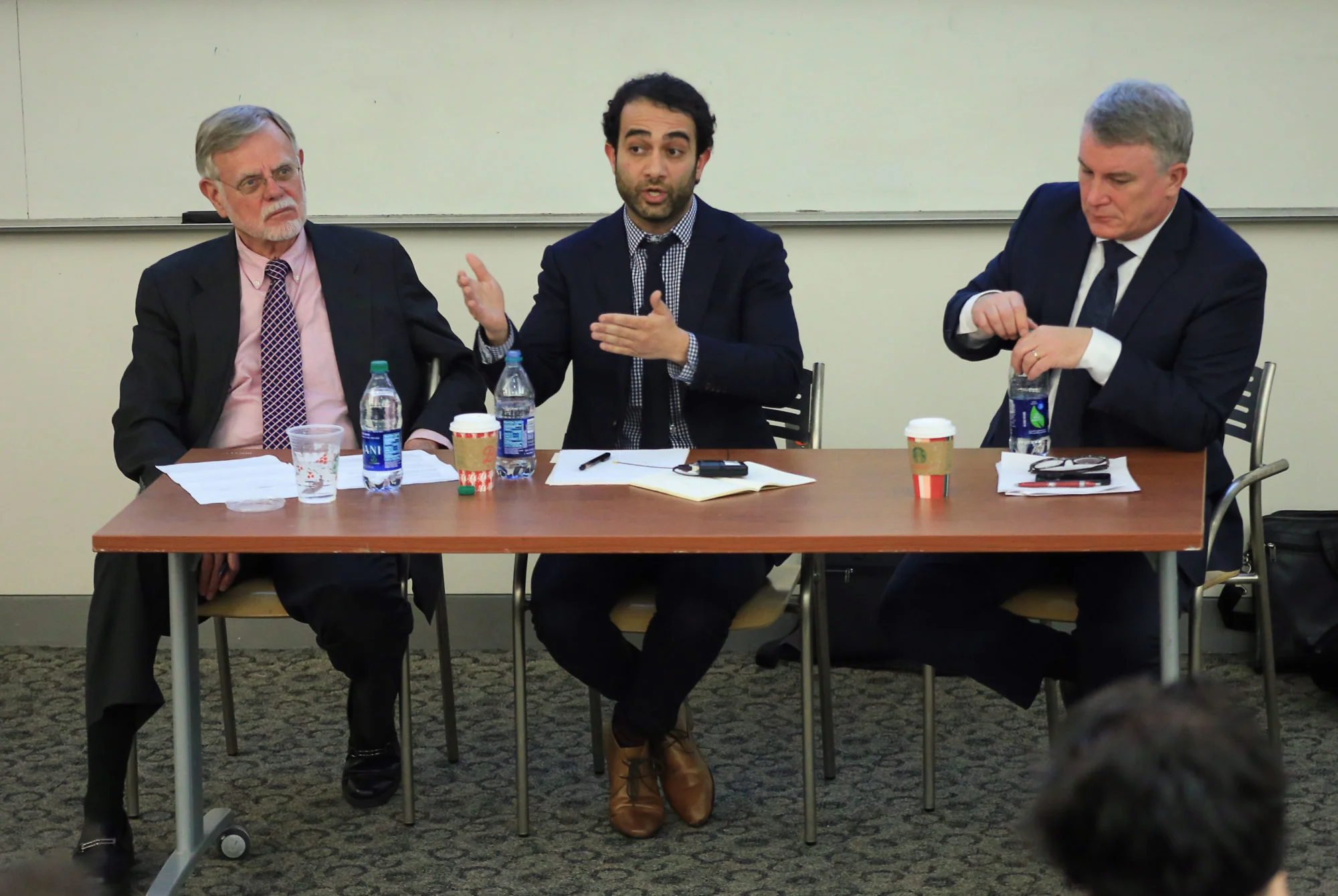 From left: Dr. Henry Nau, Dr. Shadi Hamid and Dr. Michael Doran. Photo by: The Hatchet
