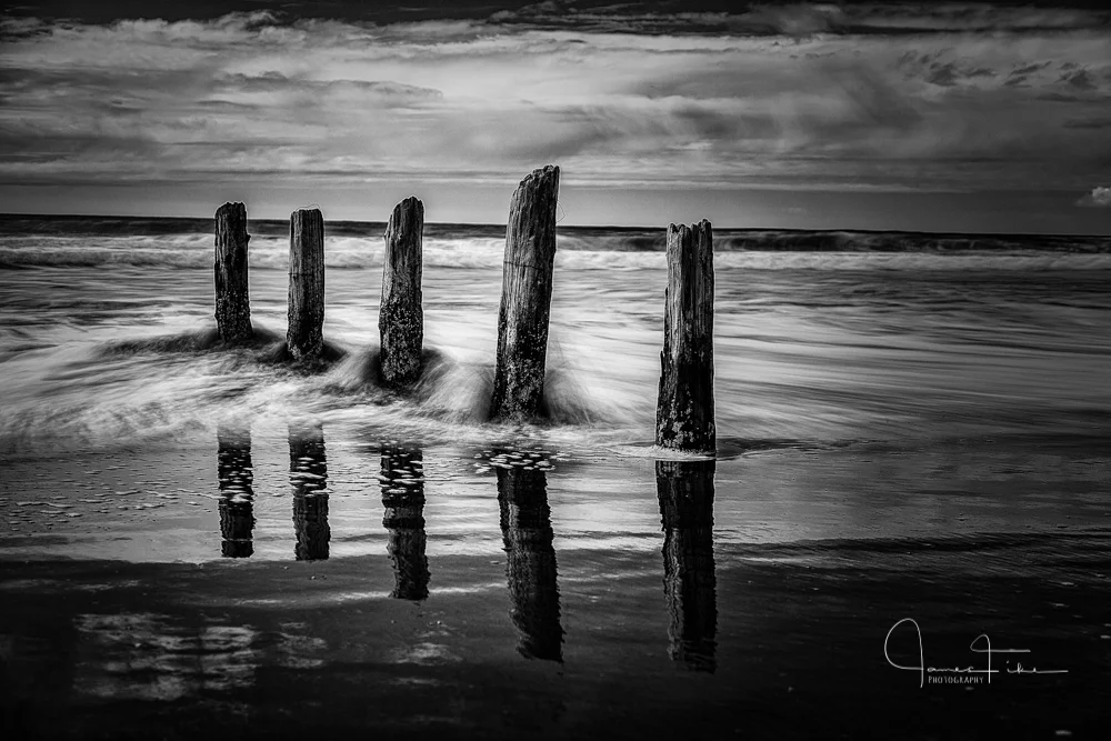  Pylons in the surf at Fort Funston Golden Gate Recreational Area in San Francisco California, taken in March 2012. 