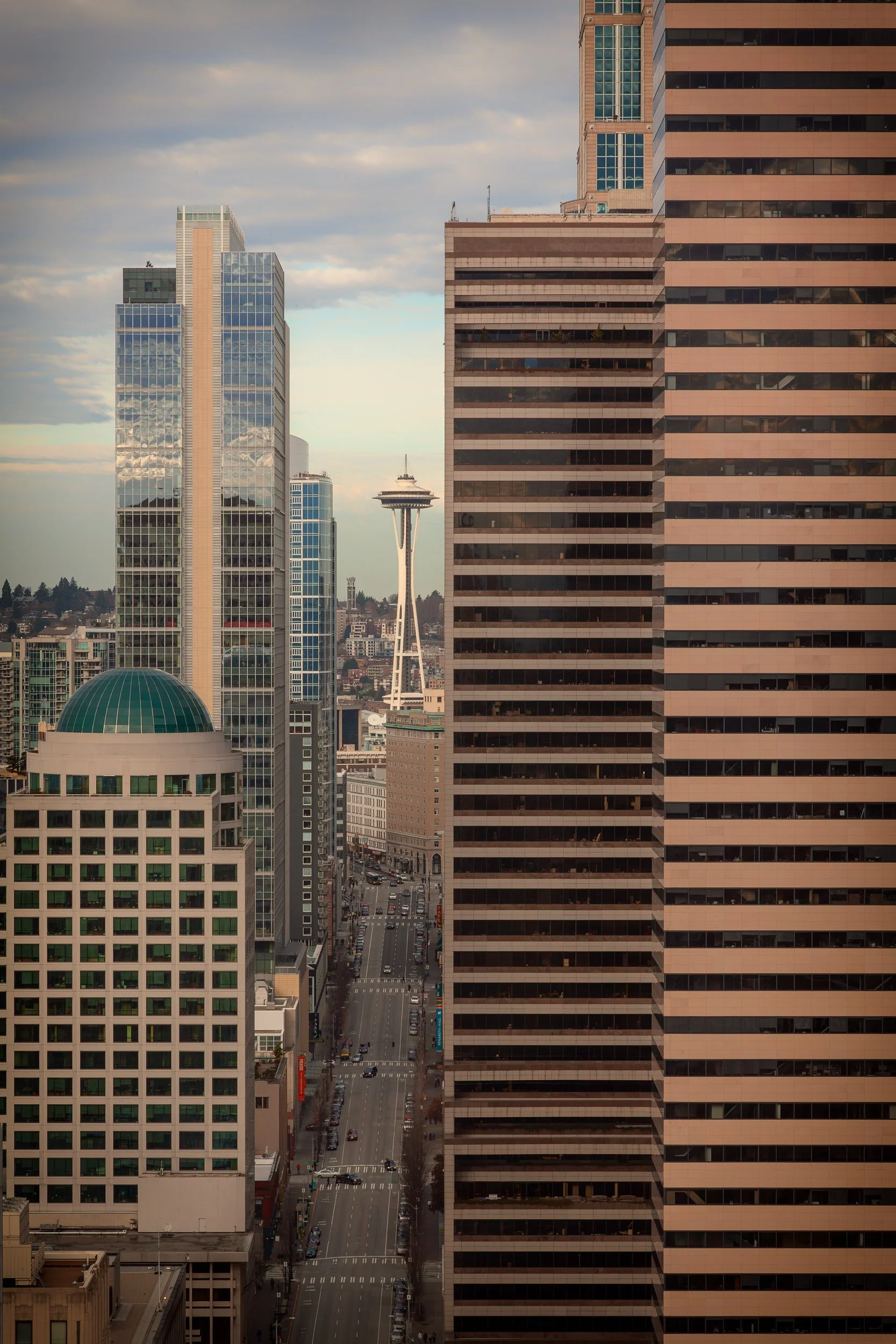 Hidden Icon

 

 The Space Needle appears between downtown Seattle office towers in a compressed telephoto view of the city center. 