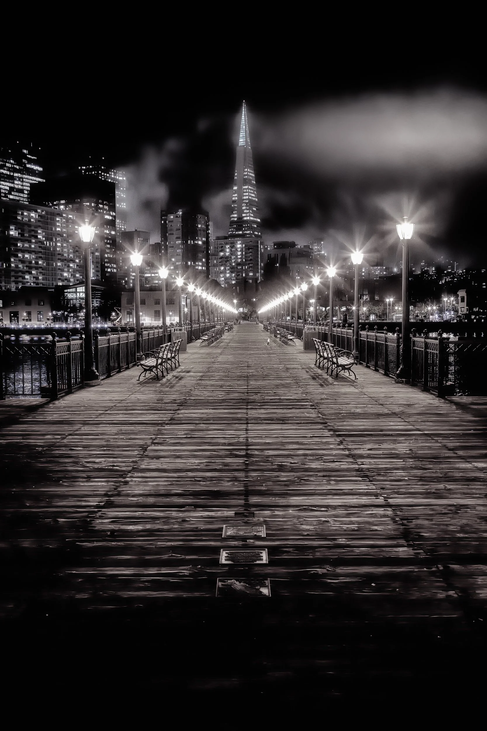 To the Point

 

 Pier 7 extends into the San Francisco waterfront with the Transamerica Pyramid rising beyond the city’s night skyline. The pier is one of the best-known public viewpoints along the northern waterfront. 