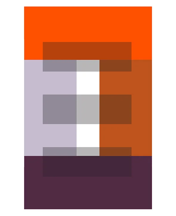 ORANGE AND PLUM WITH THREE GRAY TRANSPARENCIES