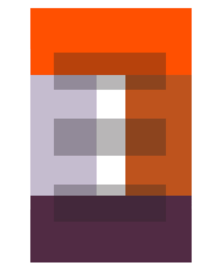  Orange and Plum Rectangles with Three Gray Transparencies