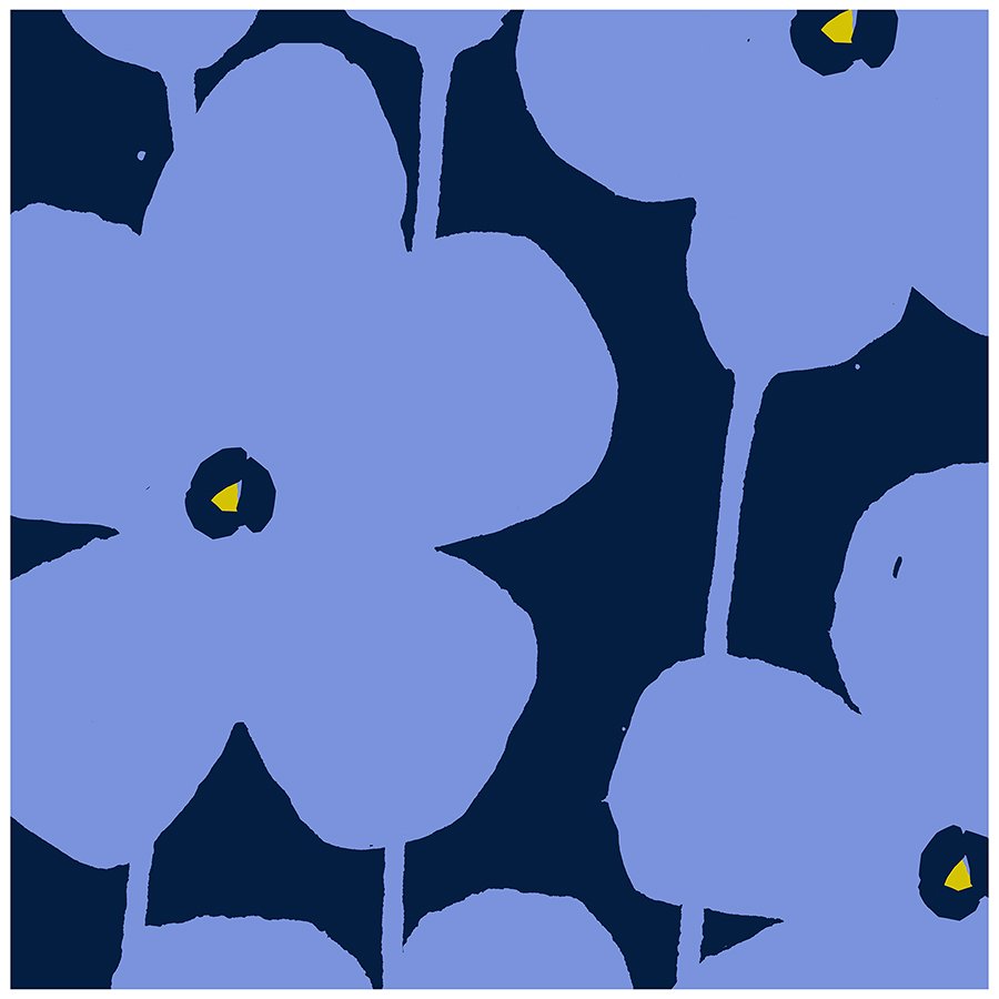 "Fabulous Flowers" French Blue and Navy Blue