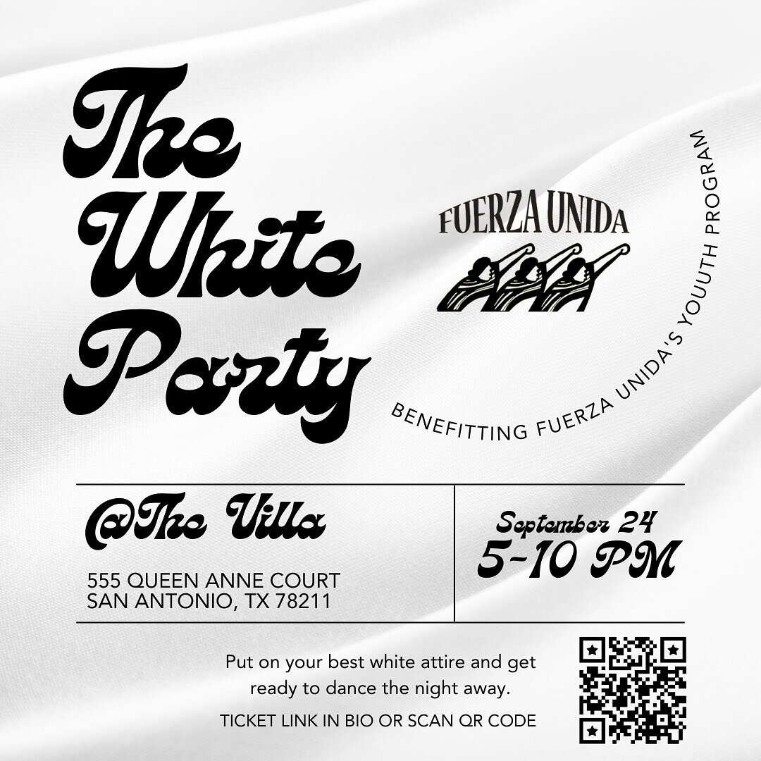 🤍Put on your best white attire and get ready to dance the night away. This event promises to be a night filled with music, laughter, and fun. By attending, you'll be supporting Fuerza Unida's Youth Leadership Program, which empowers young individual
