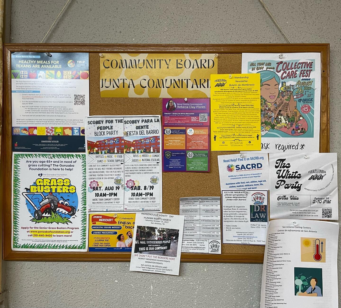 INTRODUCING: our NEW community board! Stop by the office during business hours (M-F 9-5pm) to keep yourself updated on what&rsquo;s going on in our community AND/OR put up your own information on the board! 
&mdash;&mdash;
PRESENTAMOS: &iexcl;nuestra