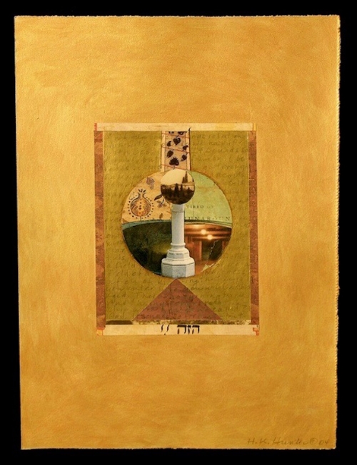 Gazing Ball , @2004, 11” x 14,” Acrylic and Collage on paper, Collection of University of Iowa Hospitals