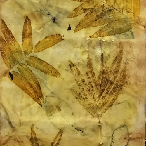 Walnut and Silk Oak Leaves on Arches papere