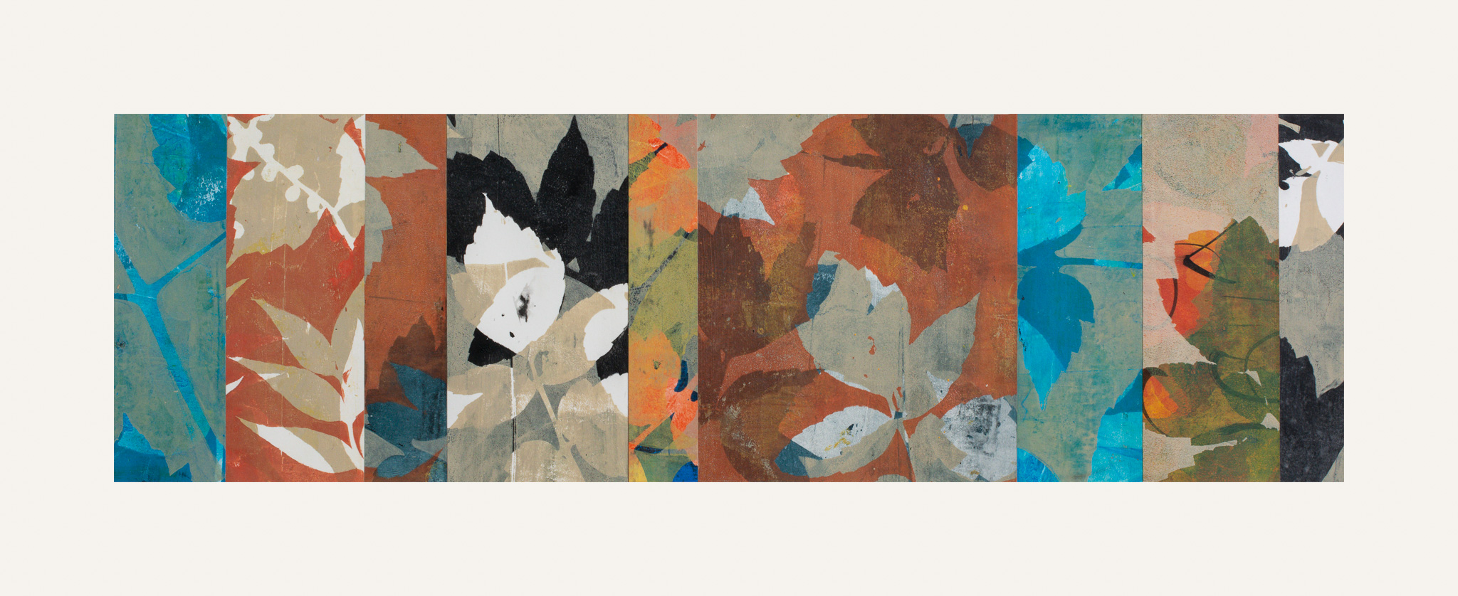 Autumn Haze 1, 11" x 30," Monoprint collage