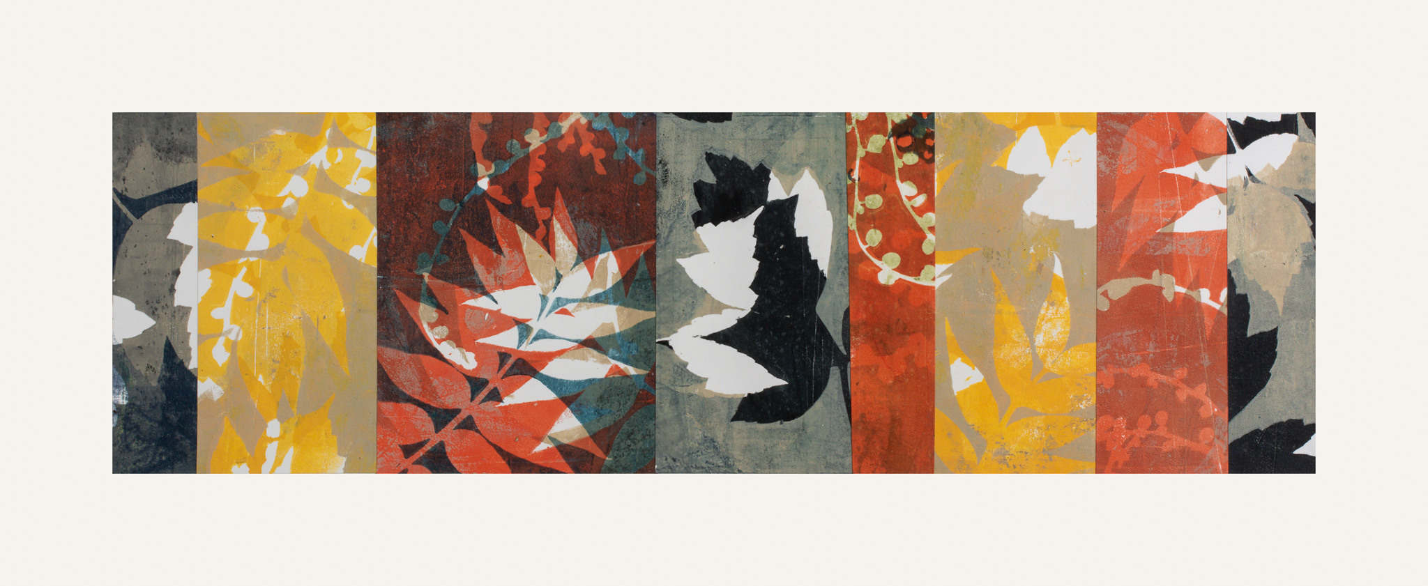 Autumn Haze 2, 11" x 30," Monoprint collage