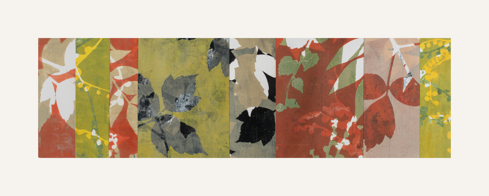 Autumn Haze 3, 11" x 30," Monoprint collage