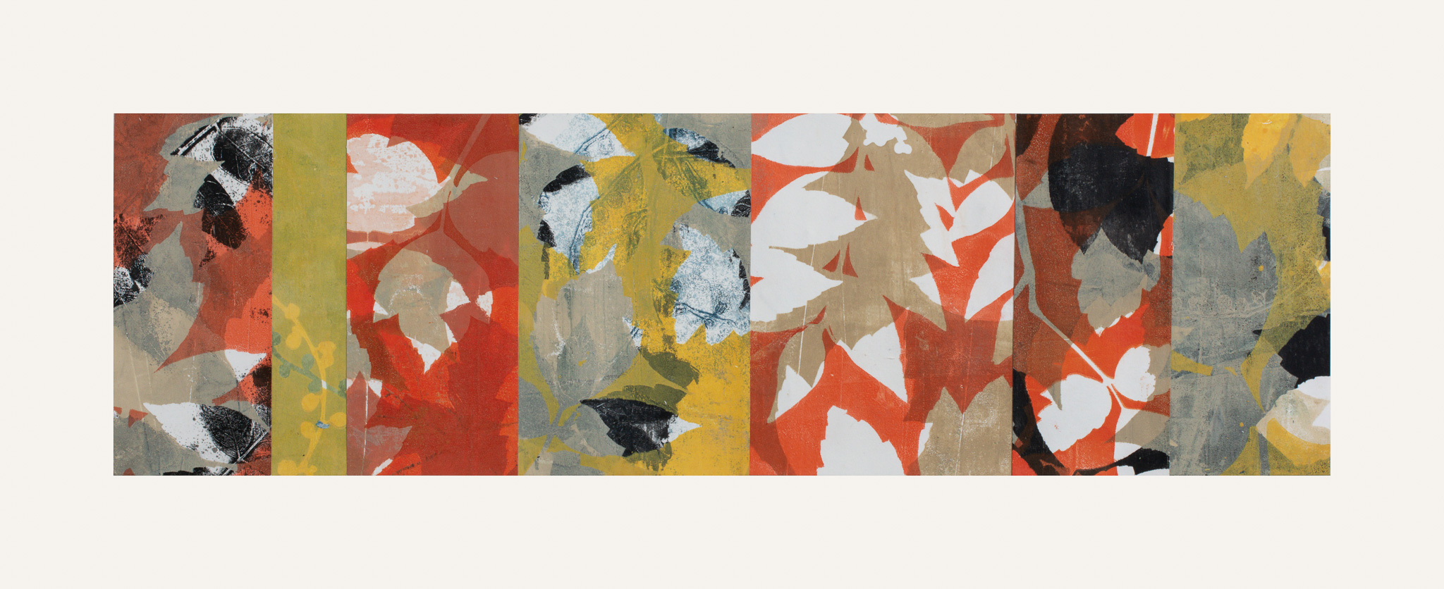 Autumn Haze 4, 11" x 30," Monoprint collage