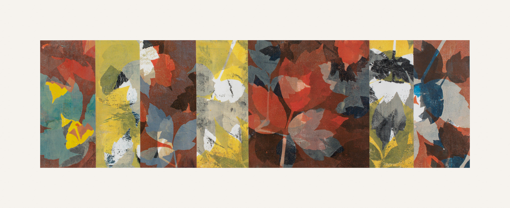 Autumn Haze 5, 11" x 30," Monoprint collage