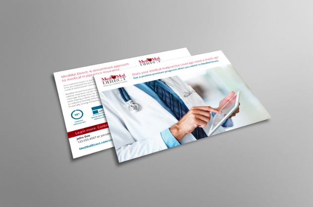 ROLE: COPYWRITER PROJECT COPY: " Come Stand Under Our Umbrella of Coverage" Grabbing the attention of physicians inundated with direct mail requires a catchy headline coupled with outstanding design. CLIENT: MEDMAL DiIRECT AGENCY: WINGARD CREATIVE