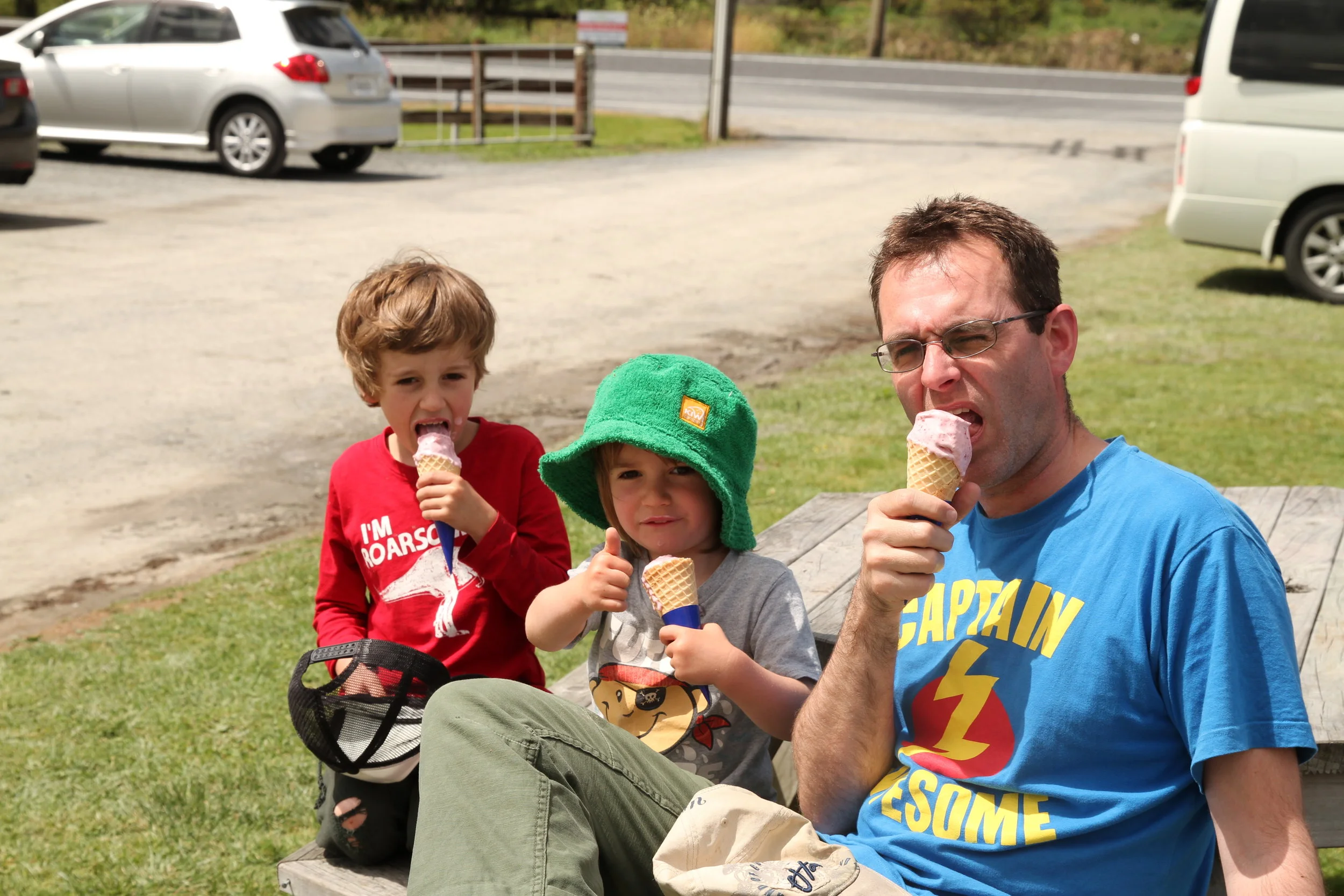 Eating ice cream on the way home