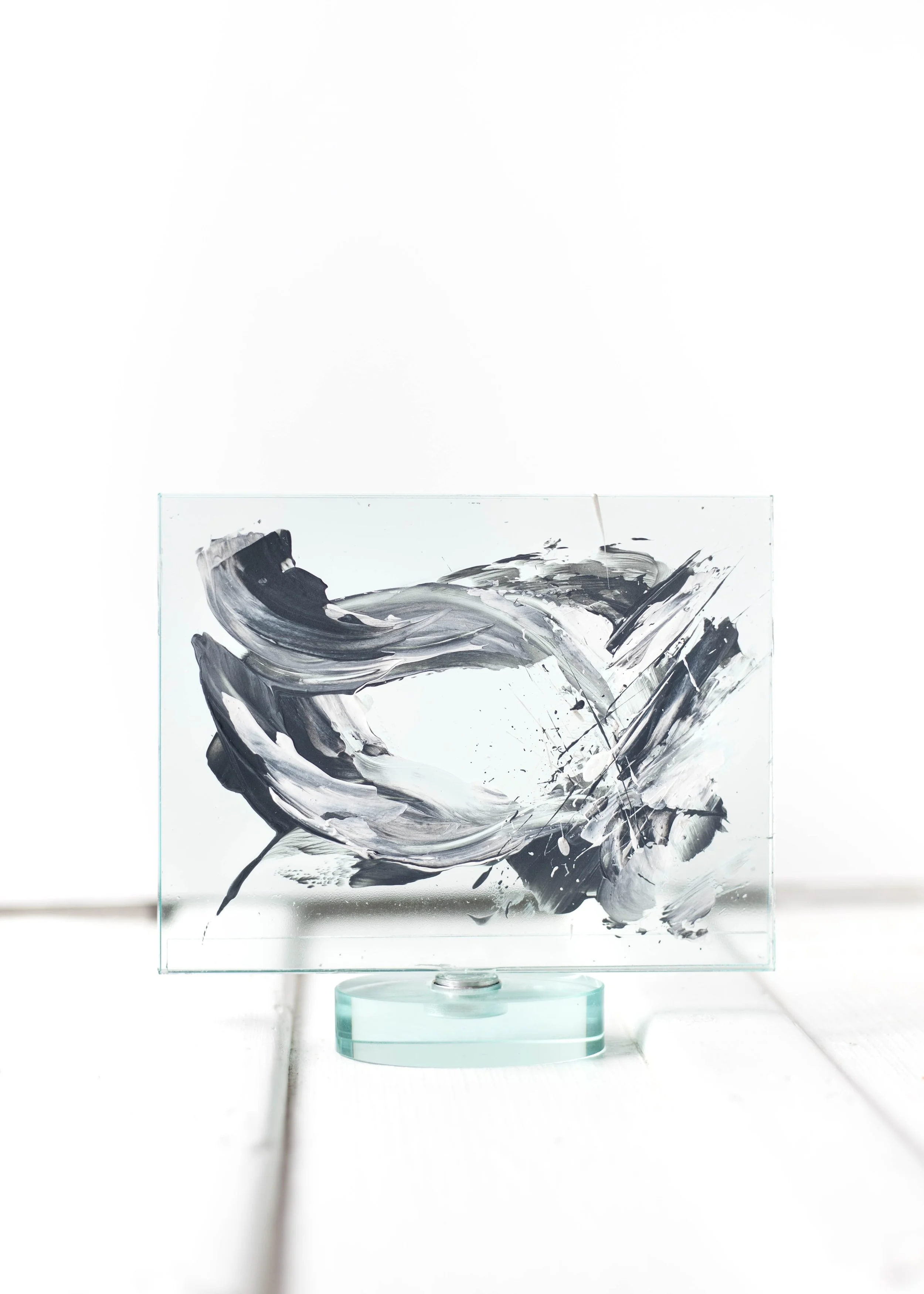Original Art "Continue to Crash Into Me" on 5x7 Floating Swivel Frame