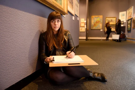 The Isle of Man Drawing club host an informal drawing afternoon at the Manx Museum - pictured is artist Kim Gee
