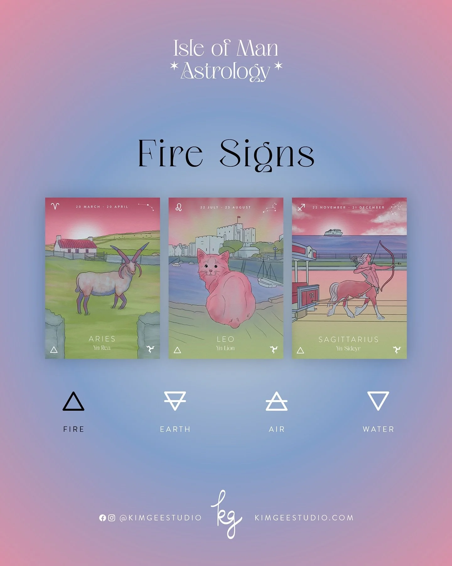 Meet the signs! 🔥🌌🇮🇲

The Isle of Man Astrology collection connects each zodiac sign with Manx life and culture, and I designed them to work together in any combination (like your sun/moon/rising signs). I used a limited colour palette to unite e