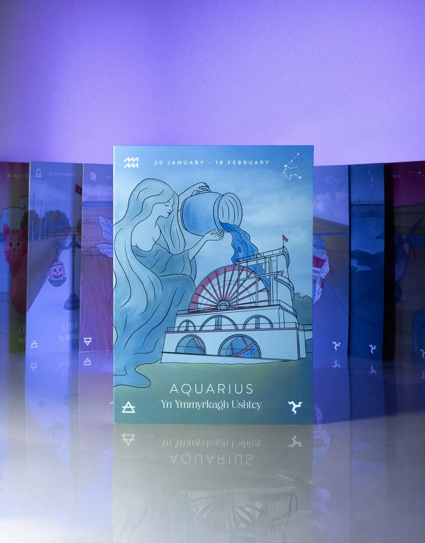 Happy #Aquarius season!! ♒️ Much like our Lady Isabella carrying water from Laxey through the island, our Aquarius friends carry us forward into the future with wisdom, objectivity and vision, and we love &lsquo;em for it 🌬️🏺 

Pick up a birthday c