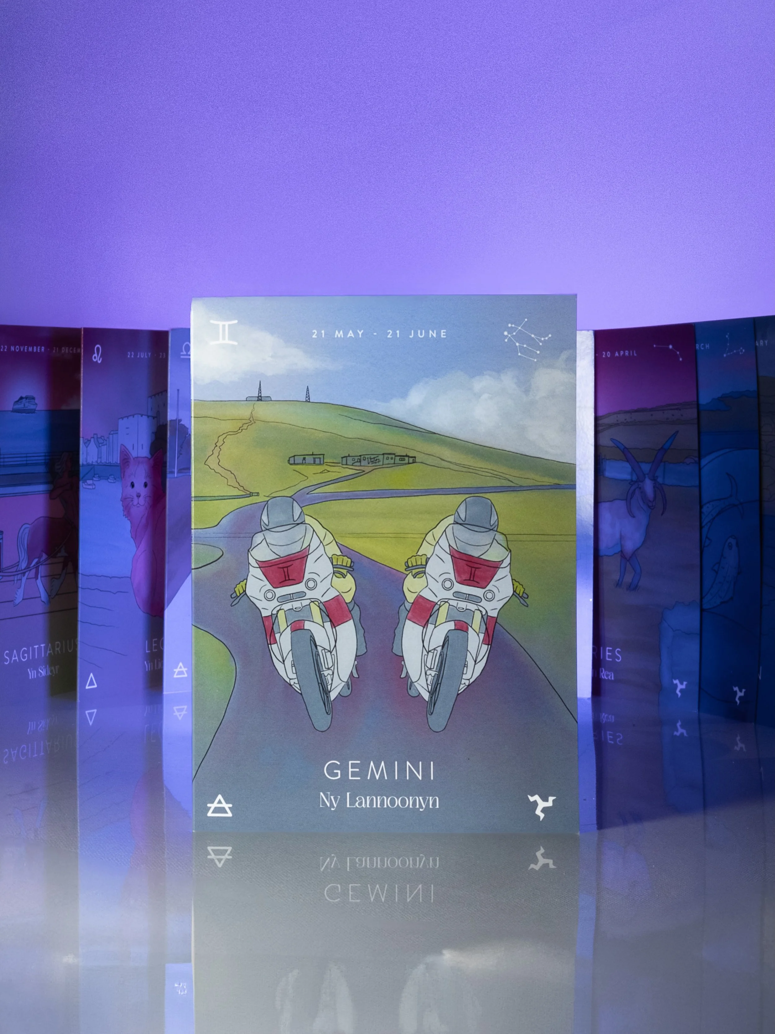 Happy #Gemini season! ♊️ Racing past Snaefell on matching Supertwin bikes, our Gemini friends bring charisma, chaos, and at least three steadfast opinions that they&rsquo;ll definitely change their mind about 🏍️💨 

Pick up a birthday card for your 