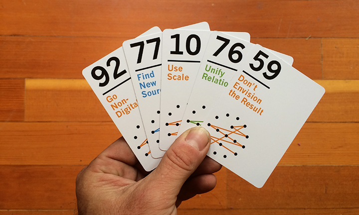 Creative connection cards What led you to your latest project or focus? The book proposal came from years of peer reviewing books for the publisher. They asked me for my book ideas, and we workshopped it from there. I always took the time to be thorough and thoughtful about reviews as I wanted them to be useful, so I guess being conscientious paid off in the end. Which is nice! The creative connection cards were my colleague Jeremy’s idea. He came back from a conference with a thing that was kind of like a deck of cards, but not really, and he read a book about creativity research and got all fired up. I can’t remember which of us said “heck, we can do that!” we were in the middle of working on it before we knew it. It’s really been wonderful to work with someone else. Doing my thesis was a lonely journey, I like having to defend my ideas and argue him around to my point of view. How do you approach creativity in your life? “Conscientious” was the word most often used in my school reports and I think I am the same about creativity (personal or professional) now I think about it. It’s a process and you have to keep working diligently at it or it won’t happen for you. Ideas, fragments, drafts come together if you just keep hacking away at them. And by that I mean throwing stuff away too. In writing I have come to see that it’s true there is mainly “re-writing”. In design I have become very suspicious of the idea of “inspiration” that happens like a lightning strike. Sure it happens, and it’s great when it does, but there are tools and methods you can use to make creativity happen. Maybe it’s a designer thing where you have to be creative for a living but I don’t think discipline, organisation and work are the enemy of creativity, I think they fuel and support it.