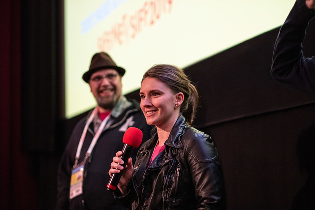 Director Amber McGinnis during a Q&amp;A session for 'International Falls' at SIFF 2019.
