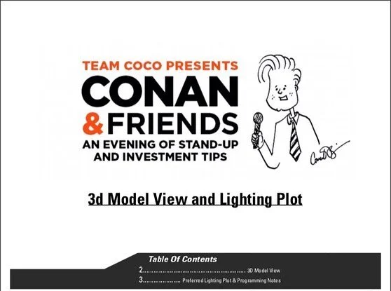 #currentlyontour Team Coco presents: Conan and friends, an evening of stand up comedy and investments tips. MMV Designs did all the paper work and drafting for Conan&rsquo;s US theater tour. Make sure you go see this when it&rsquo;s in town! #lightin