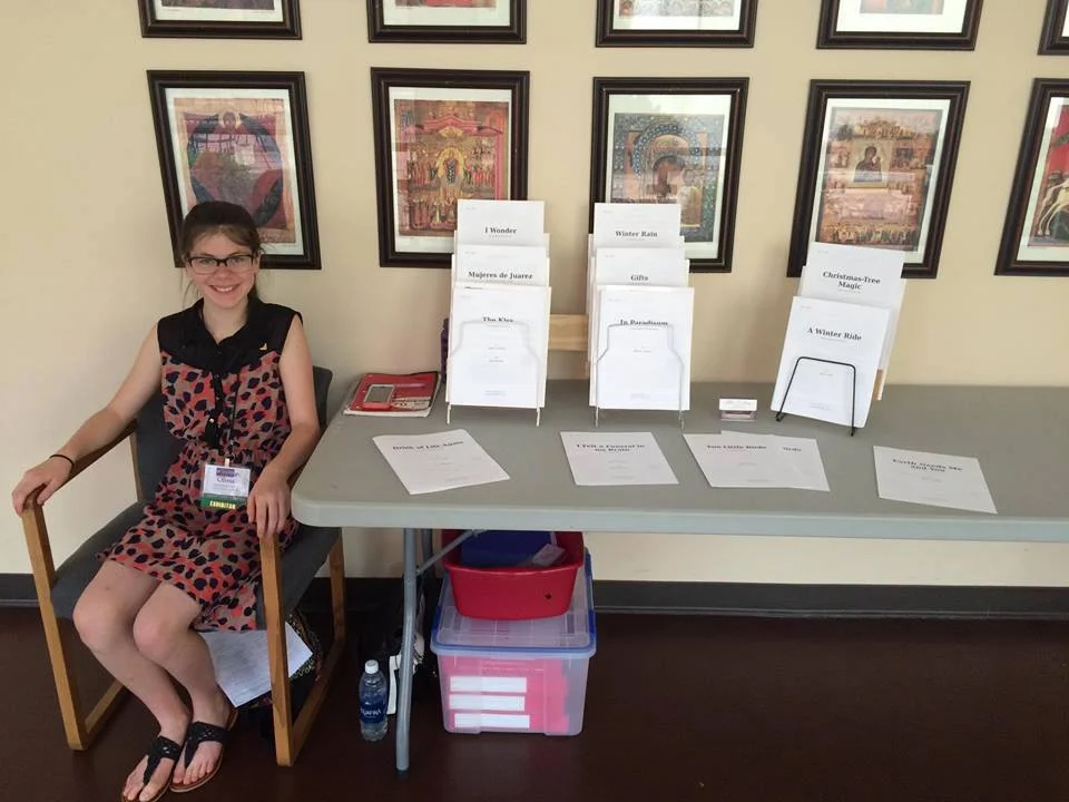 Exhibitor's booth at the Colorado American Choral Director's Association on July 19 & 20, 2016. My daughter, Olivia, helped me staff the booth.