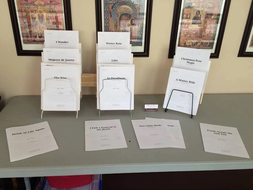 Exhibitor's booth at the Colorado American Choral Director's Association on July 19 & 20, 2016. My daughter, Olivia, helped me staff the booth.