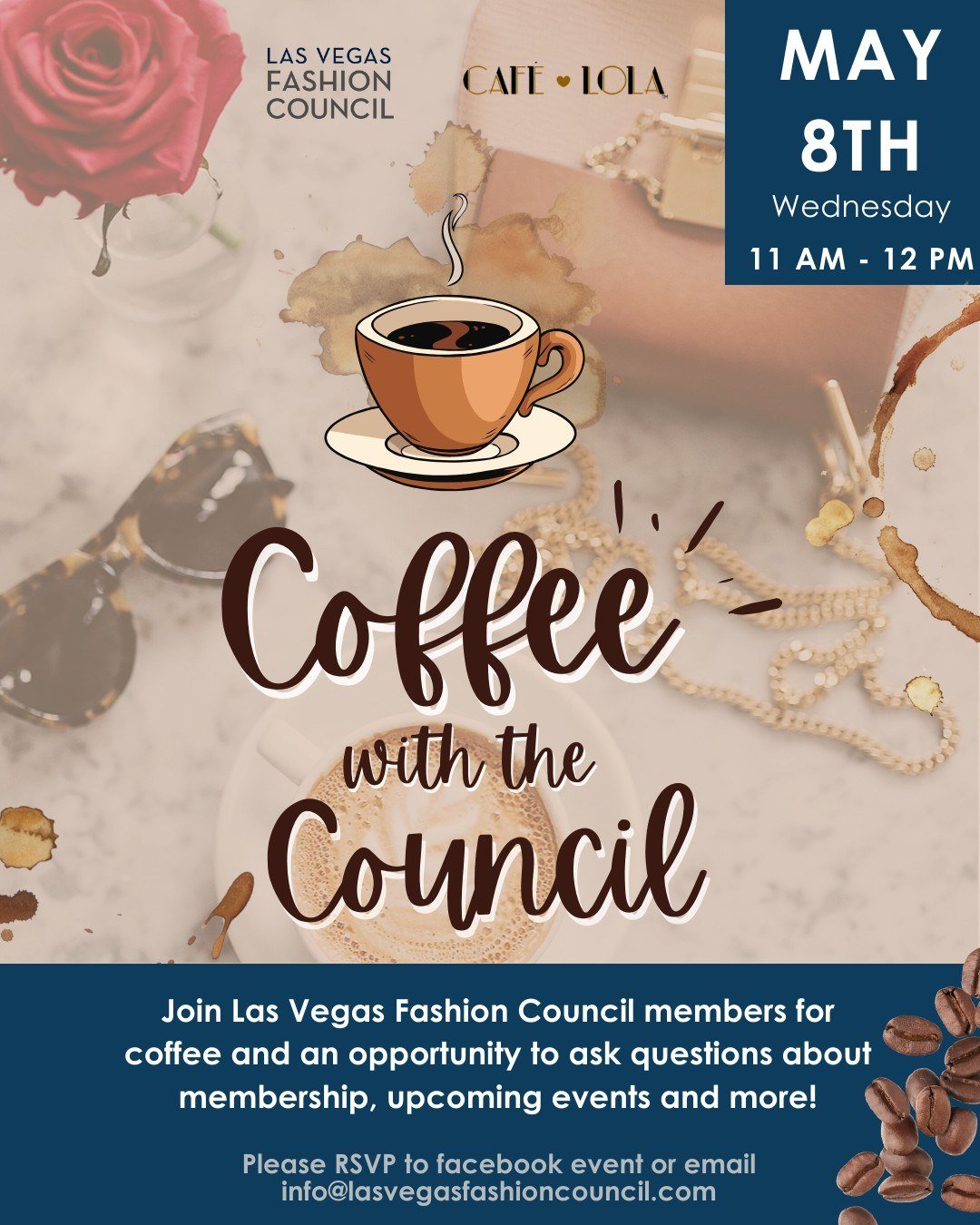 🗣️ Calling all fashion enthusiasts! Please join us at the next Coffee with the Council coming up on Wednesday, May 8th from 11 AM - 12 PM ☕️ Learn how you can get more involved with LVFC, and all the events we have planned for this year 😁

🔗 RSVP 
