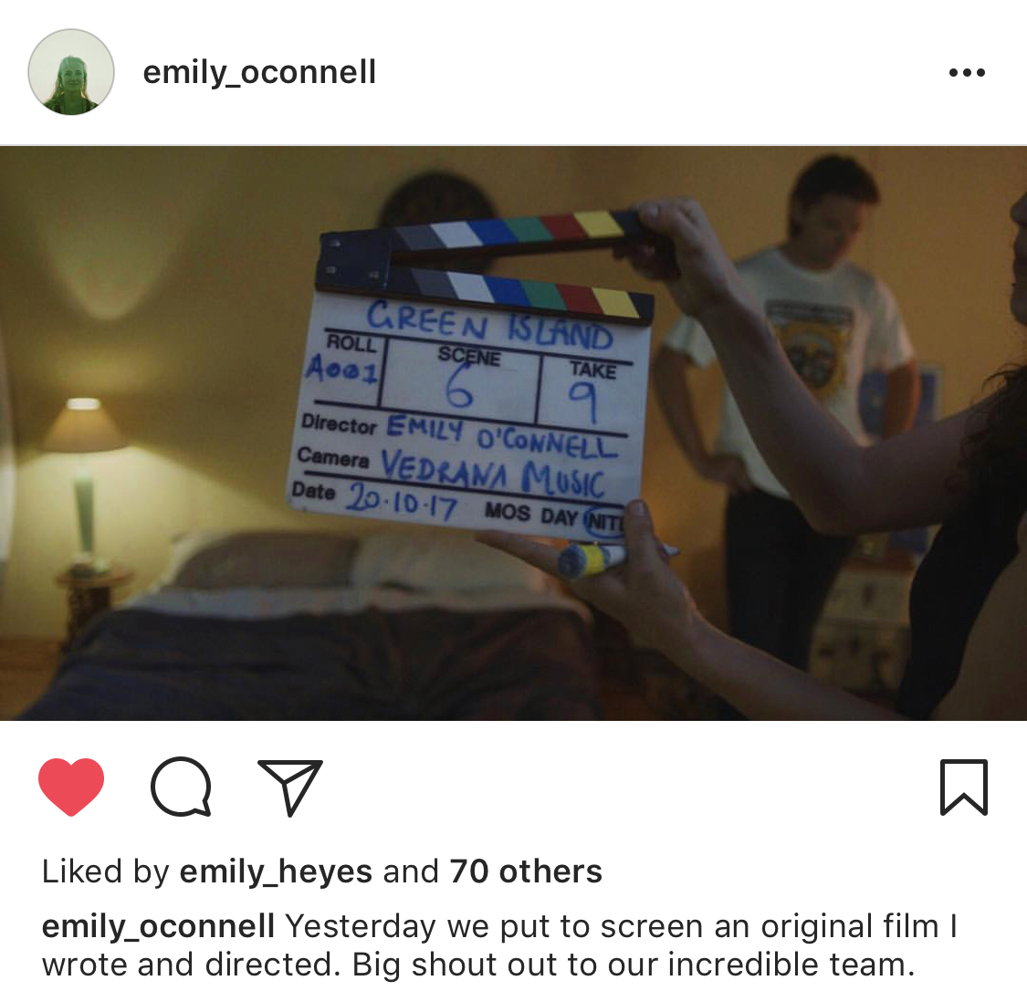 Instagram post from director Emily O'Connell.