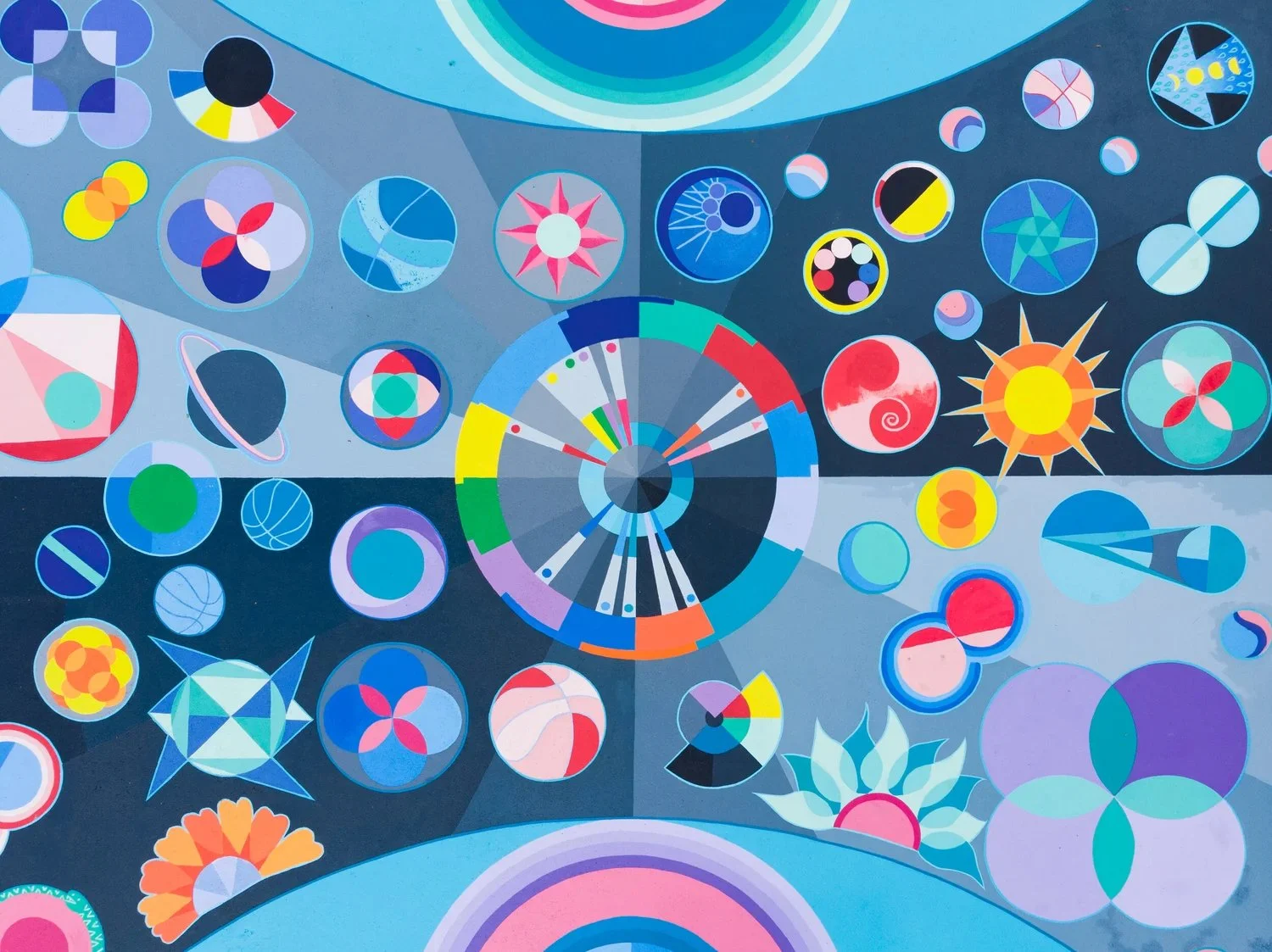 Cosmic Court a painted basketball court by artist Maria Molteni