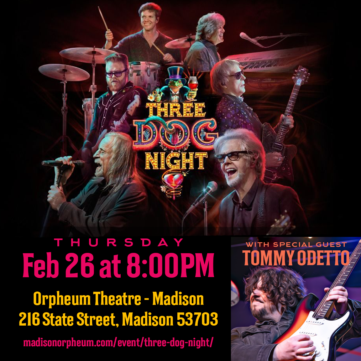 Tommy Odetto Band  supporting Three Dog Night / Orpheum Theater / Madison