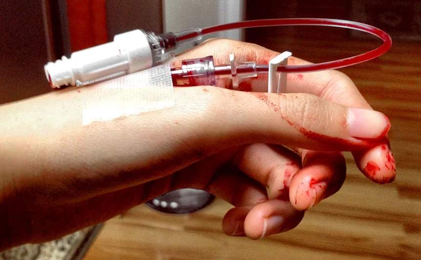 Blood hand drawn for letterform painting