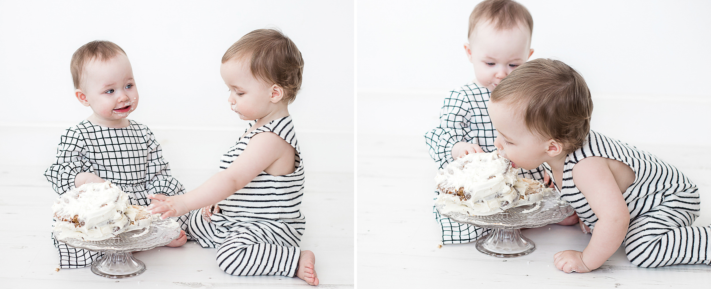 Twin smash the cake!