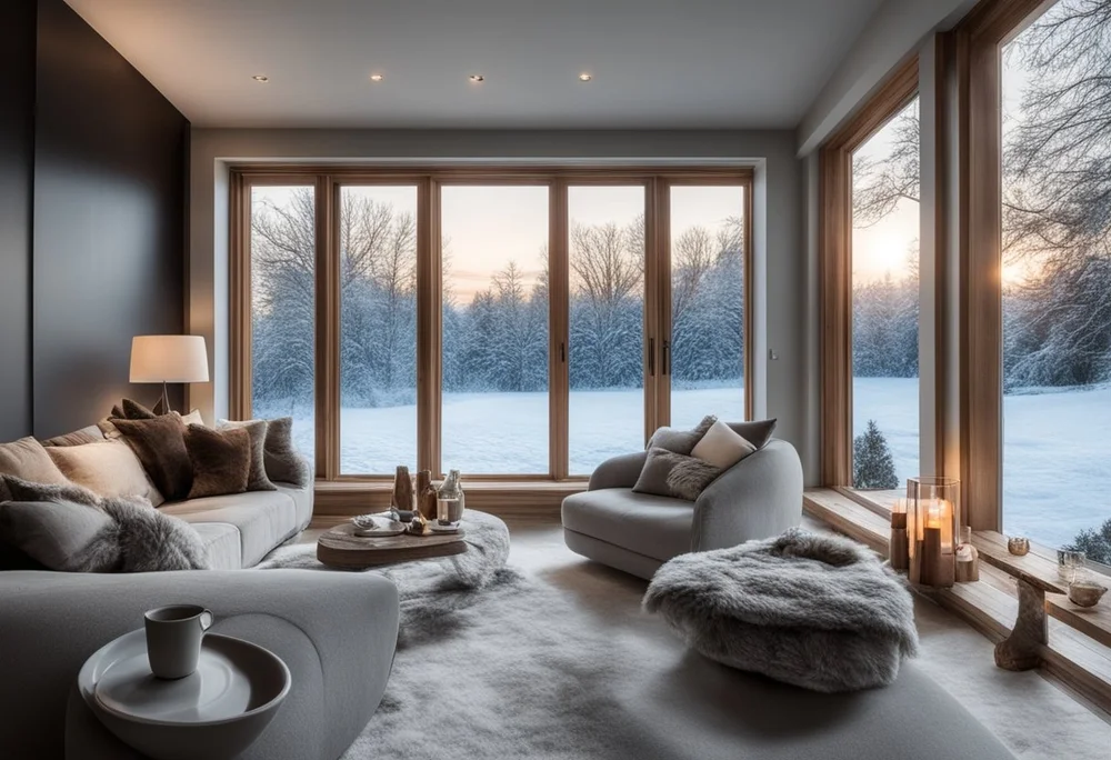 A comfortable interior with glazed windows