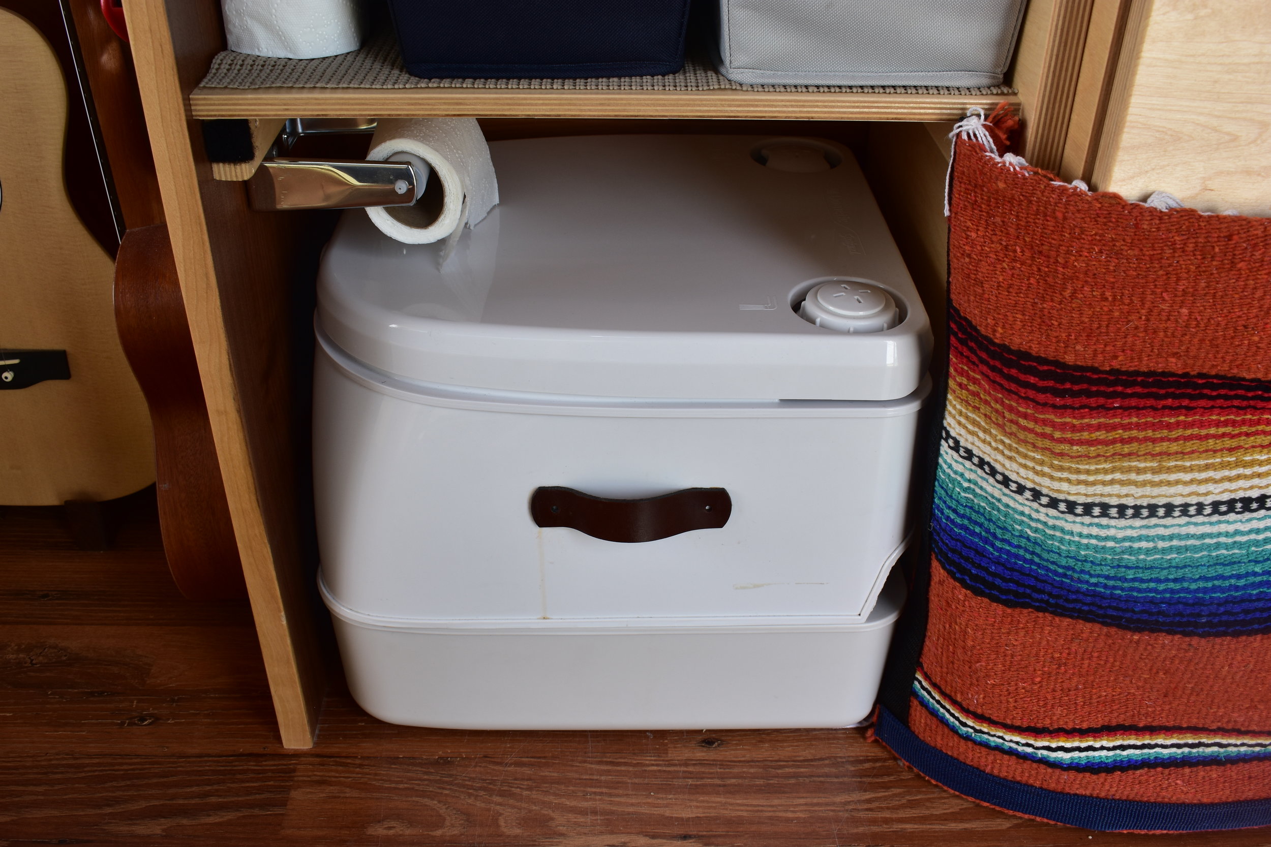 Our simple water system and Dometic toilet are all we need to live comfortably in the van