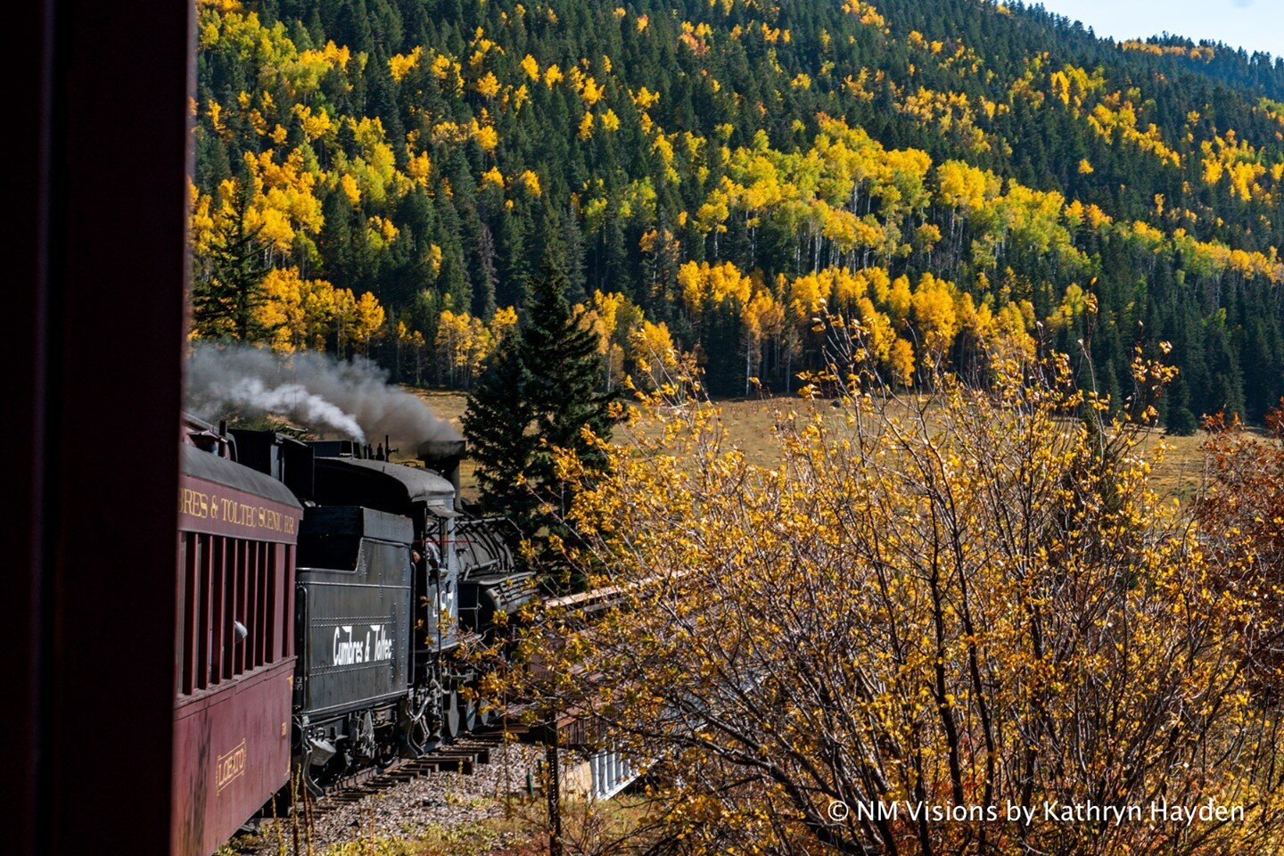 Rites of Fall ...⁠
The Cumbres &amp; Toltec Scenic Railway is the ride of fall, chugging through the climb from Chama to Osier and breathtaking fall colors along the way.  All aboard for the enchanted colors.⁠
@cumbrestoltec #northernnewmexicocolors 