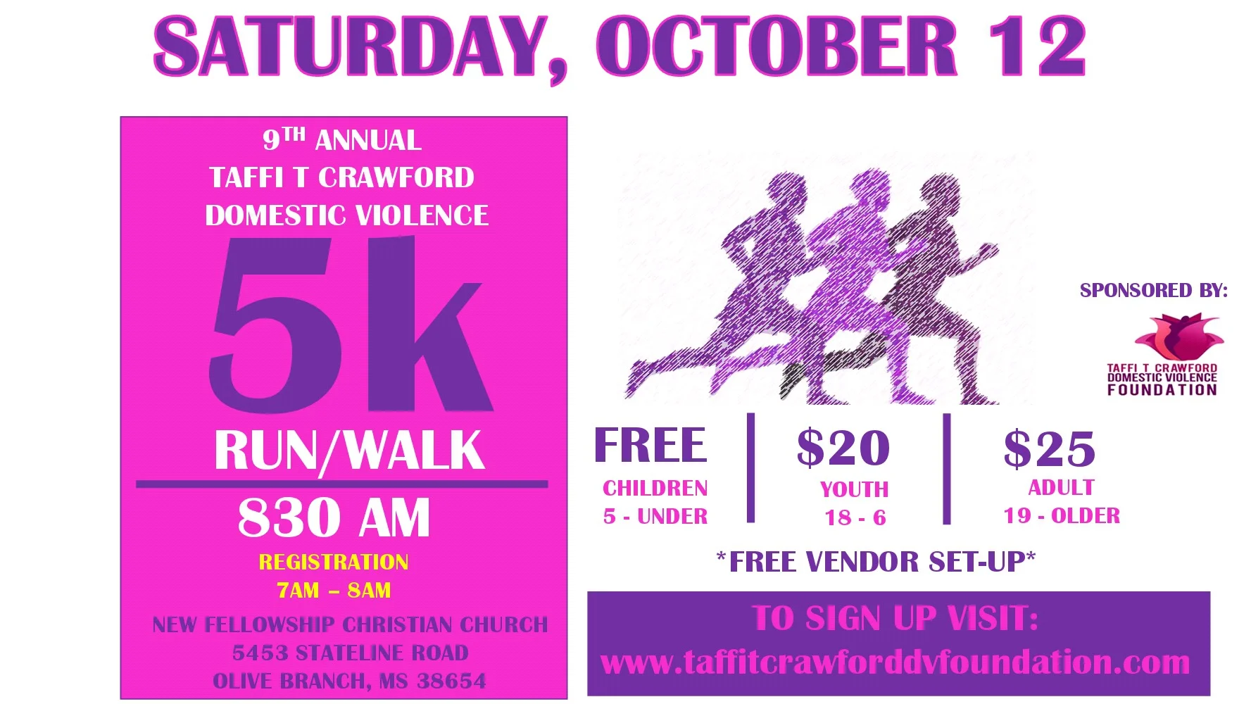 10th Annual Taffi T Crawford Domestic Violence 5K Run/Walk - VIRTUAL