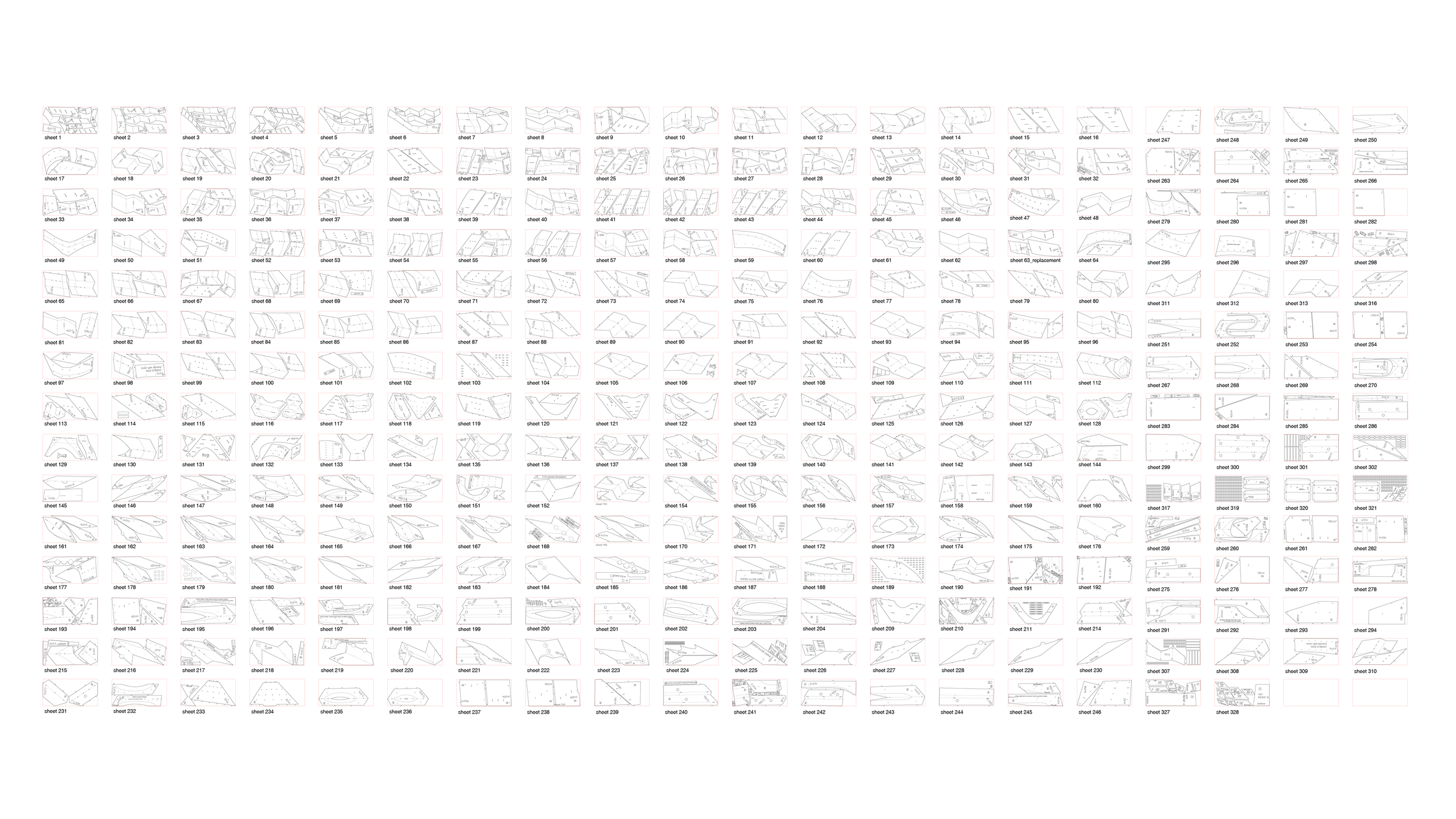 Assembly One, New Haven CT
Normal
0
false
false
false
EN-CA
JA
X-NONE
/* Style Definitions */
table.MsoNormalTable
{mso-style-name:"Table Normal";
mso-tstyle-rowband-size:0;
mso-tstyle-colband-size:0;
mso-style-noshow:yes;
mso-style-priority:99;
mso-style-parent:"";
mso-padding-alt:0in 5.4pt 0in 5.4pt;
mso-para-margin-top:0in;
mso-para-margin-right:0in;
mso-para-margin-bottom:10.0pt;
mso-para-margin-left:0in;
line-height:115%;
mso-pagination:widow-orphan;
font-size:11.0pt;
font-family:Calibri;
mso-ascii-font-family:Calibri;
mso-ascii-theme-font:minor-latin;
mso-hansi-font-family:Calibri;
mso-hansi-theme-font:minor-latin;
mso-ansi-language:EN-CA;}
328 0.05” thick milled aluminum sheets were used, the most efficient of which had only 11% unused material. Assembly One team: Jacqueline Ho and Amy Mielke (Project Managers), David Bench, Zac Heaps, Eric Zahn, Brennan Buck (faculty advisor), Nicholas Hunt, John Lacy, JT Bachman, Veer Nanavatty, Seema Kairam, Robert Bundy, Raven Hardison, Matthew Hettler. Structural Consultant: Matthew Clark of Arup New York Drawings courtesy of the Assembly One team.