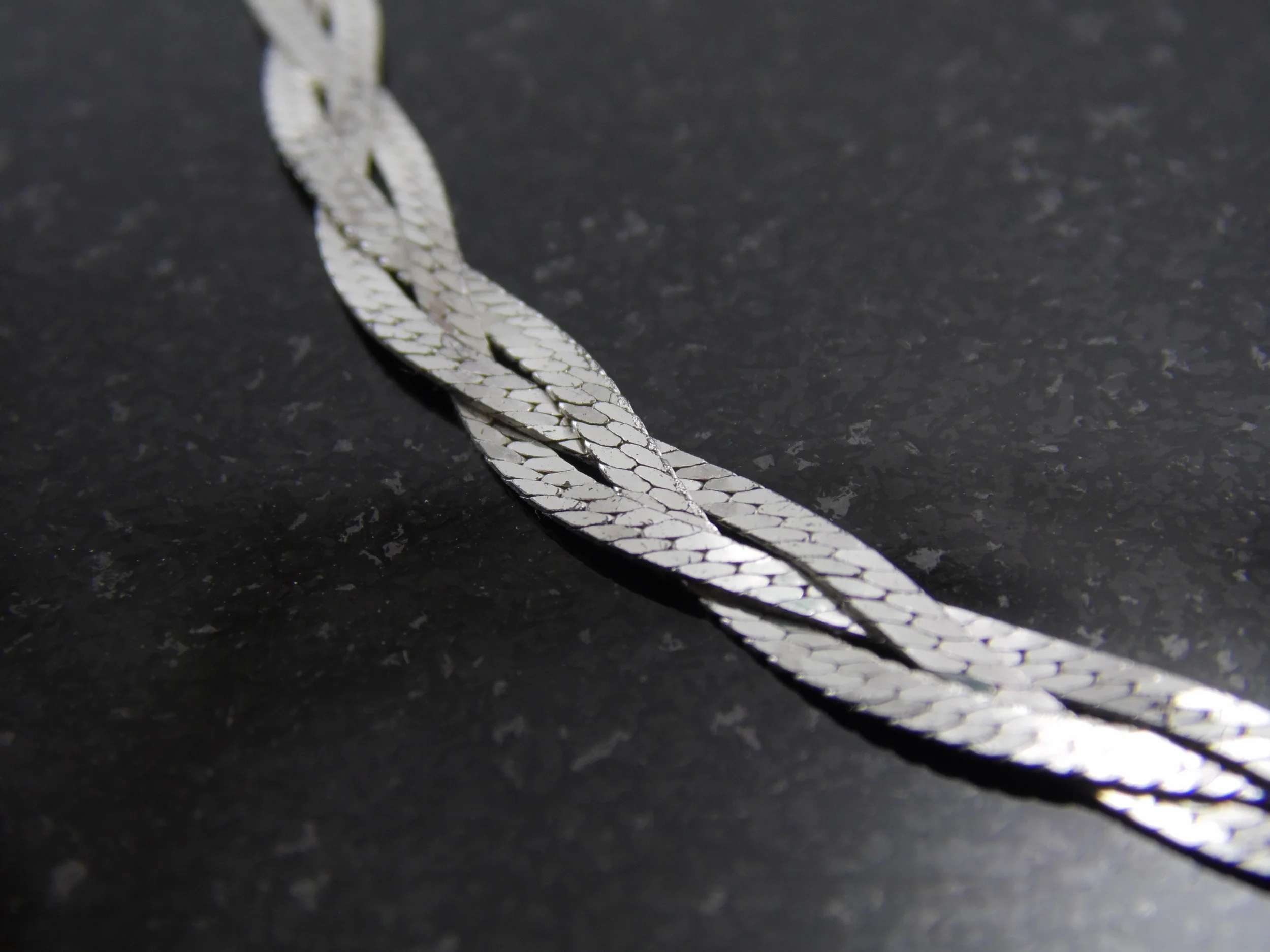 Vintage Signed "MJI" Fine Italian 925 Shimmering Sterling Silver Triple Snake Woven Bracelet