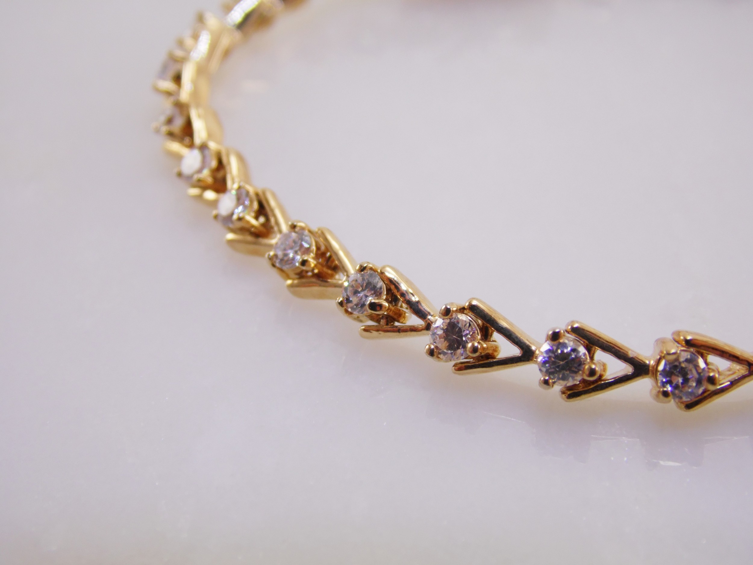 Vintage Signed "Roman" Goldtone Round Cut Dazzling Diamond Cubic Zirconia CZ 7 Inch Rhinestone Tennis Bracelet 2 Carat T.W