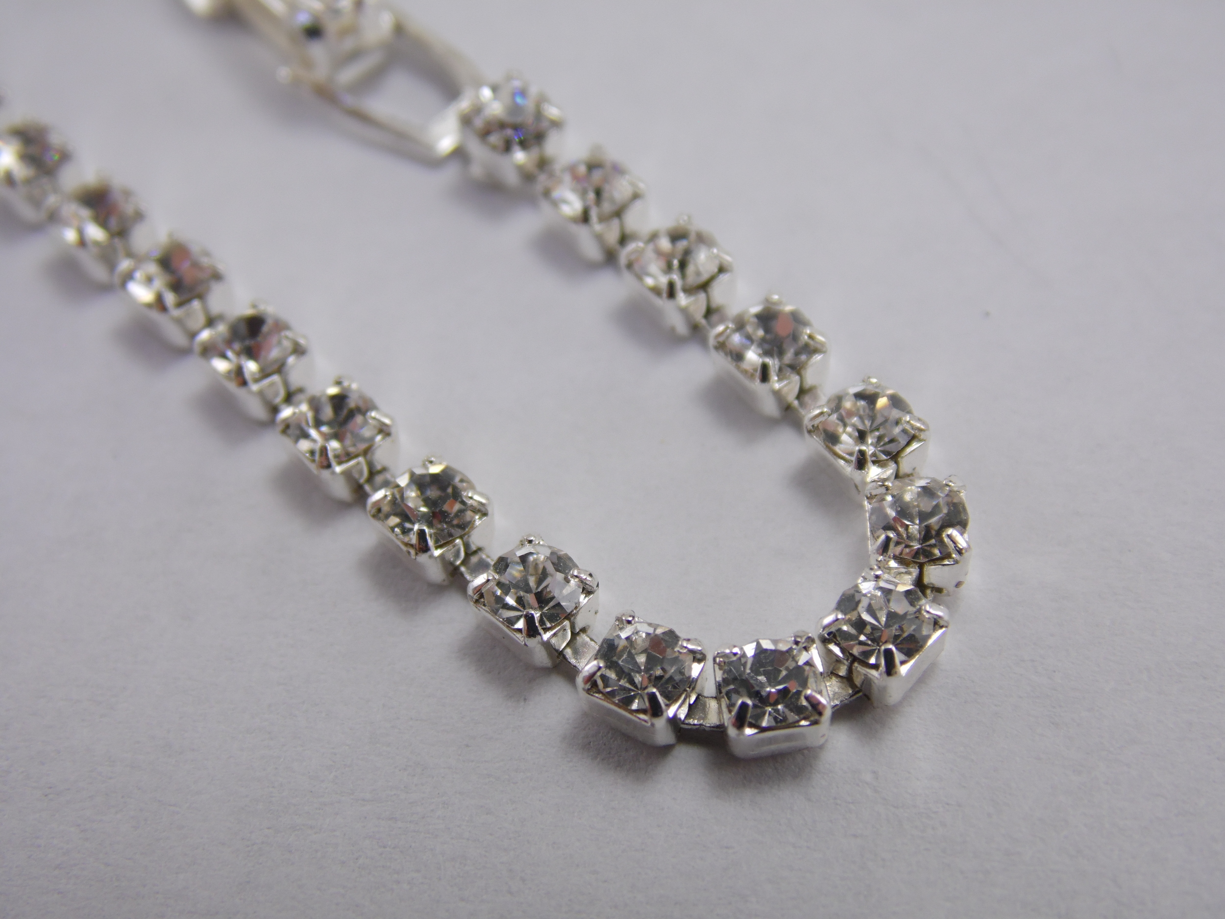 Vintage 6 3/4 Inch Sparkling Silvertone Diamond Cubic Zirconia CZ Prong Set Bracelet 3 Carat T.W