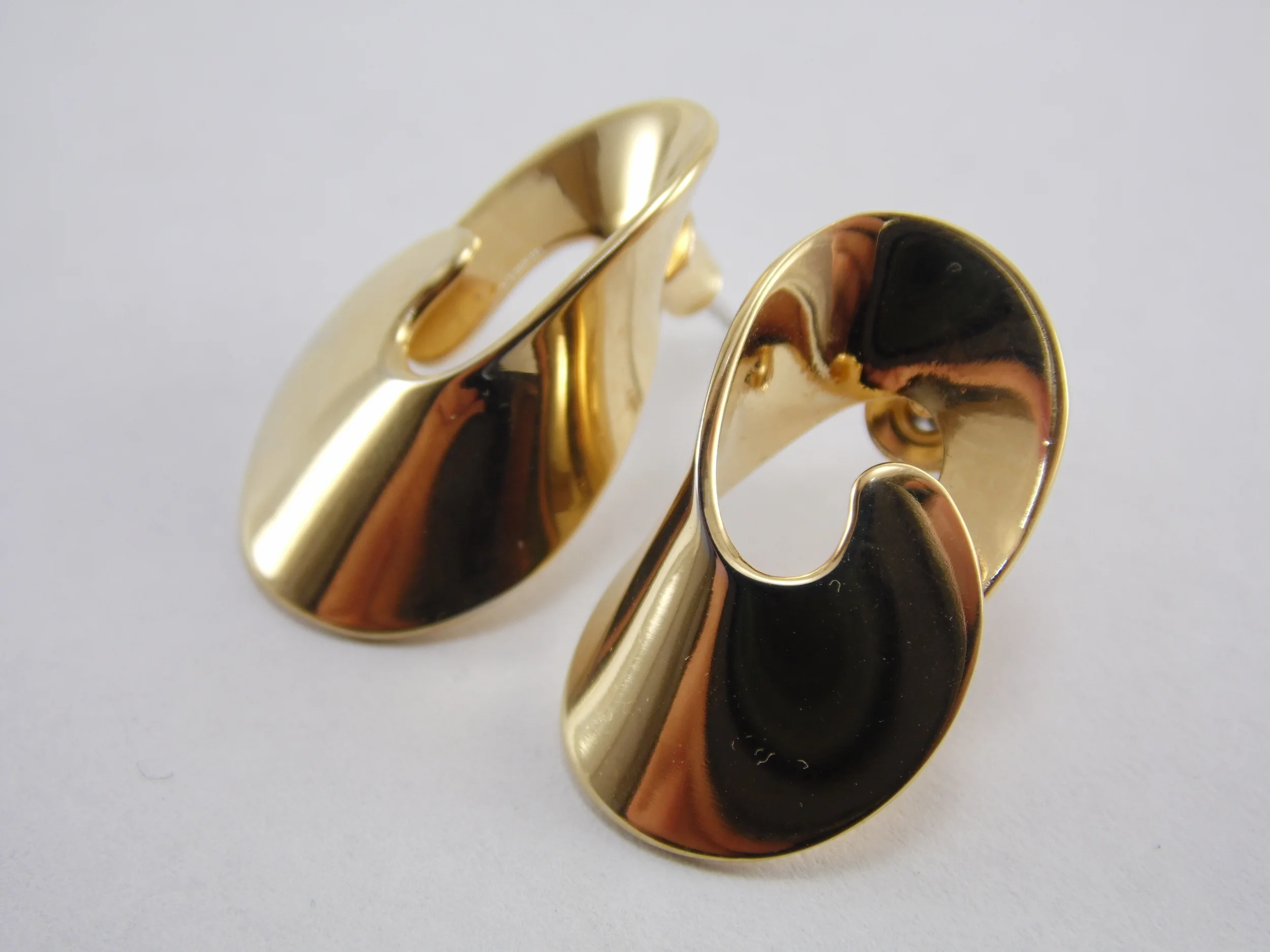 Vintage Signed "Napier" Goldtone Hoop Scroll Stud Earrings