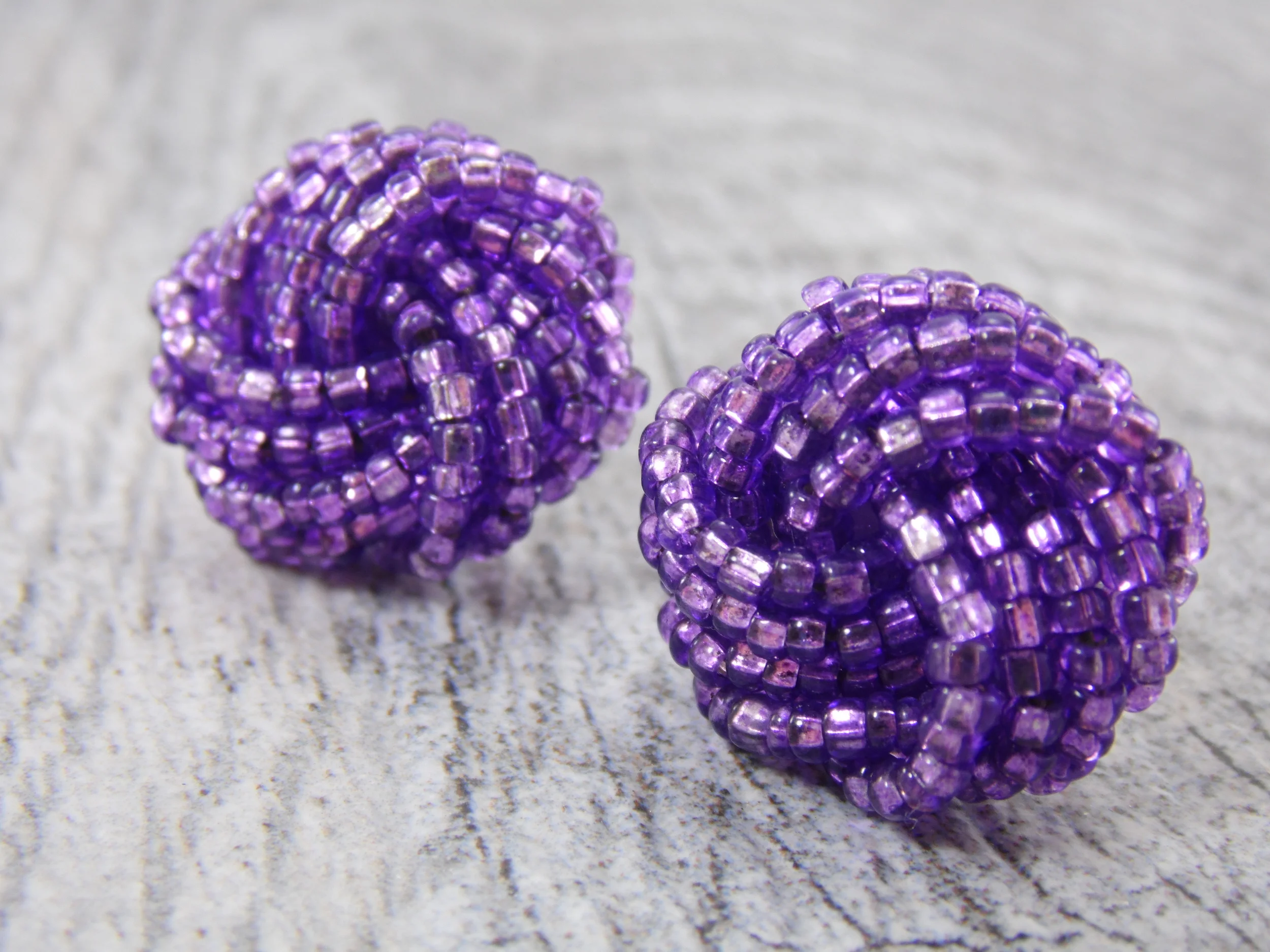 Vintage Violet Purple Bead Cluster Earrings