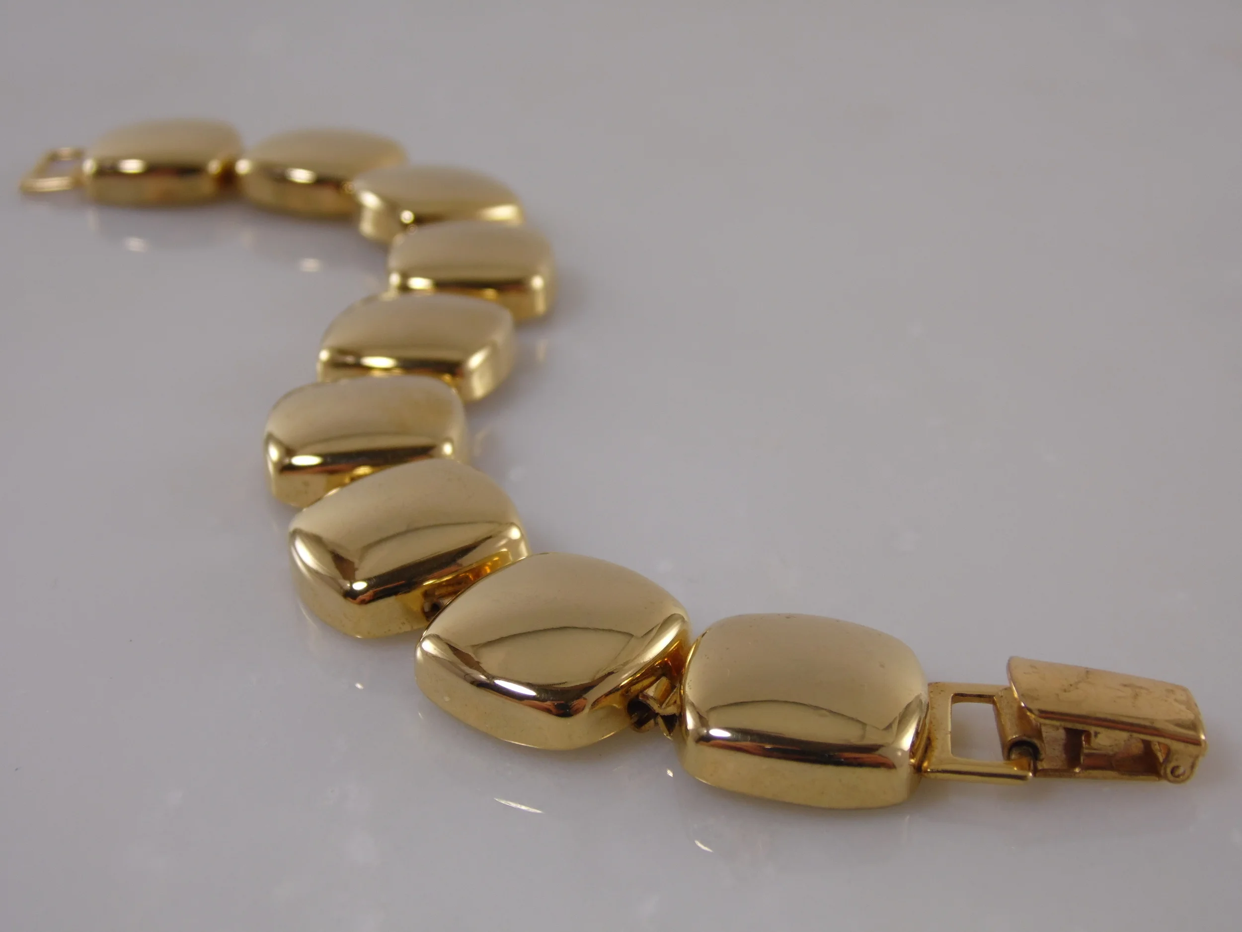 Vintage Signed "Napier"  6 1/2 Inch Gold Tone Square Link Bracelet