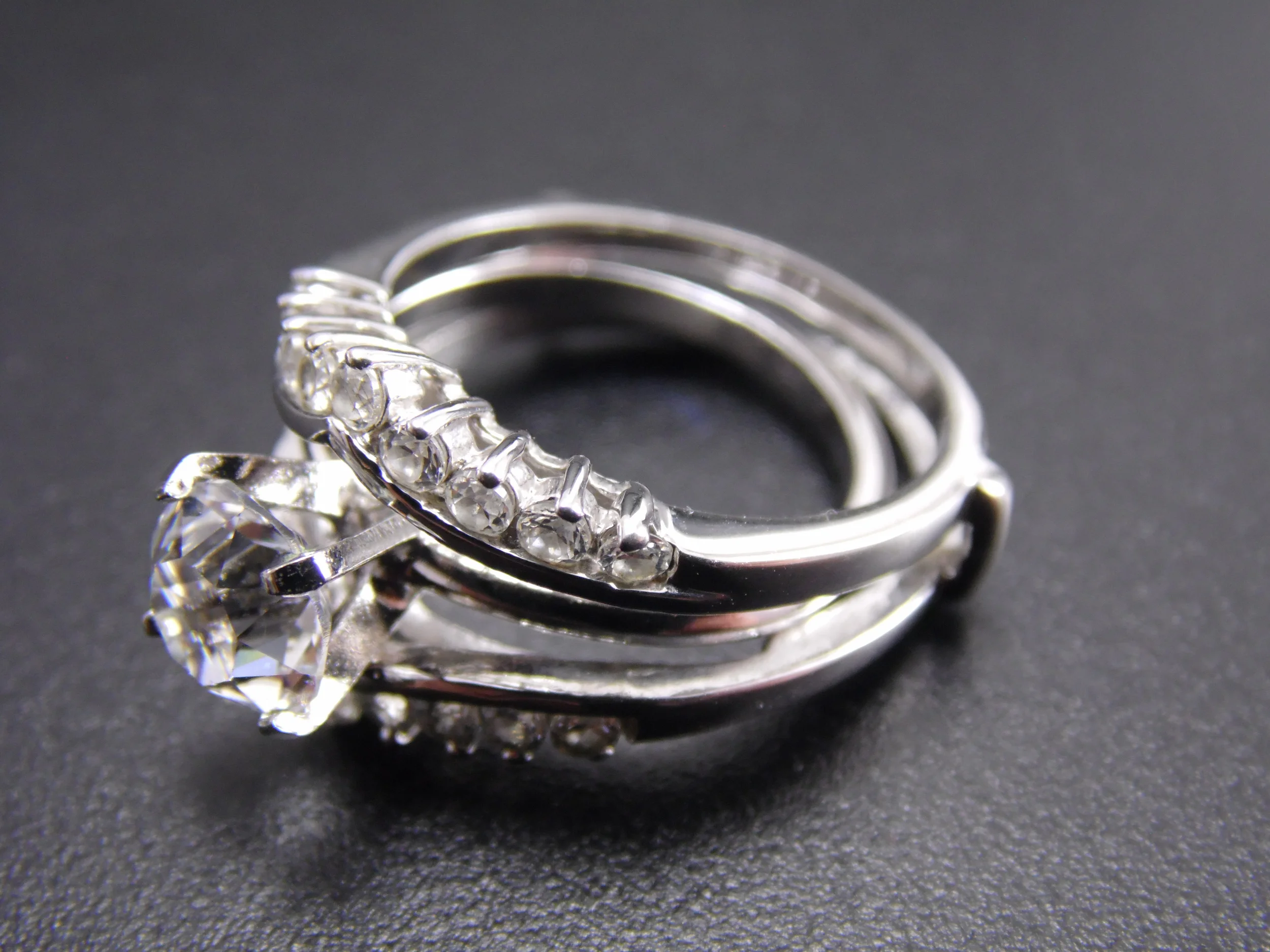 Size 6 Silver Plated Round Cut Diamond Cubic Zirconia CZ Vintage Bridal Set Engagement Promise Statement Cocktail Ring 1.8ct T.W