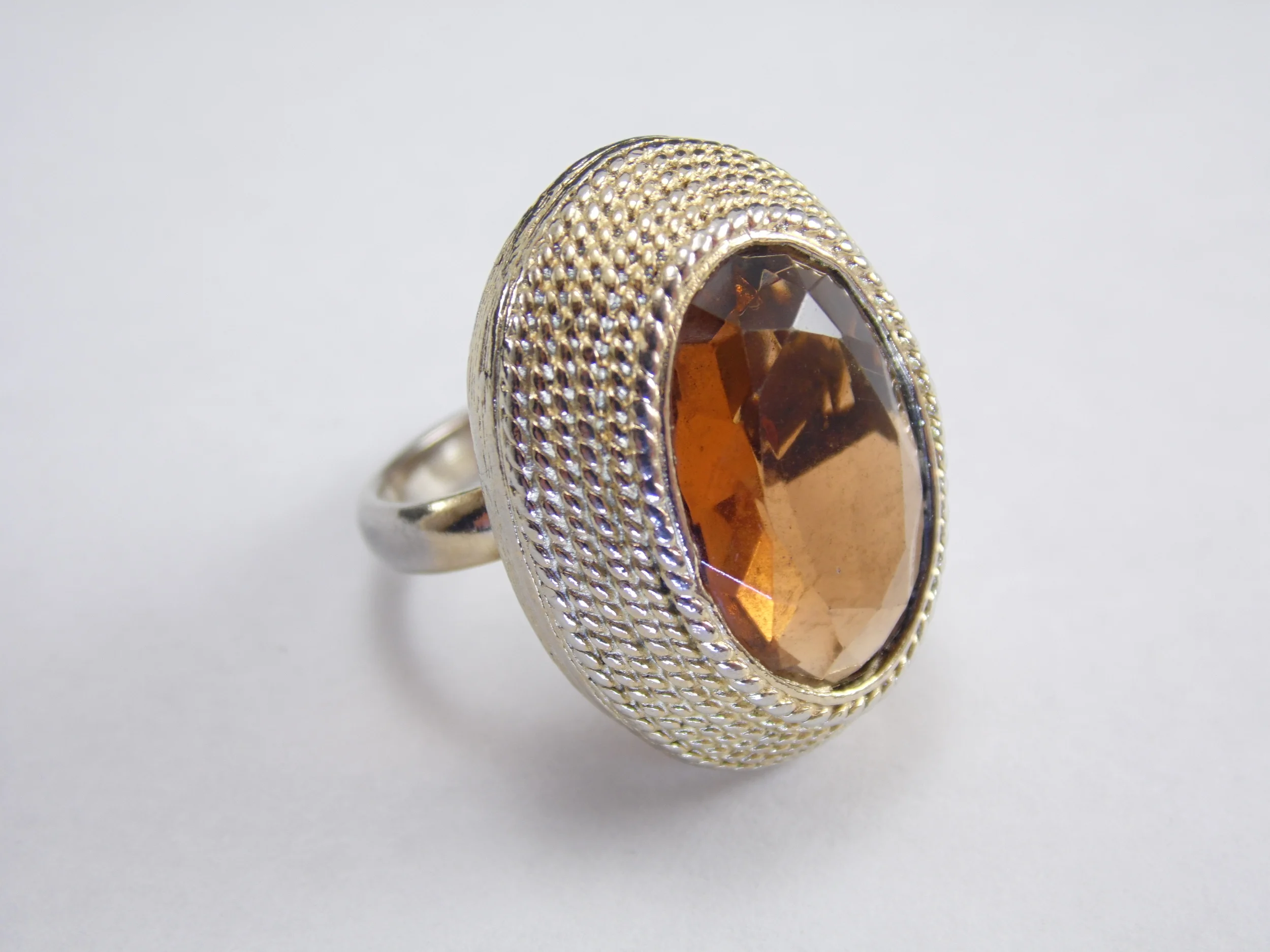 Size 5 Signed "Emmons" Faux Citrine Topaz Vintage Statement Cocktail Ring 10ct+ T.W