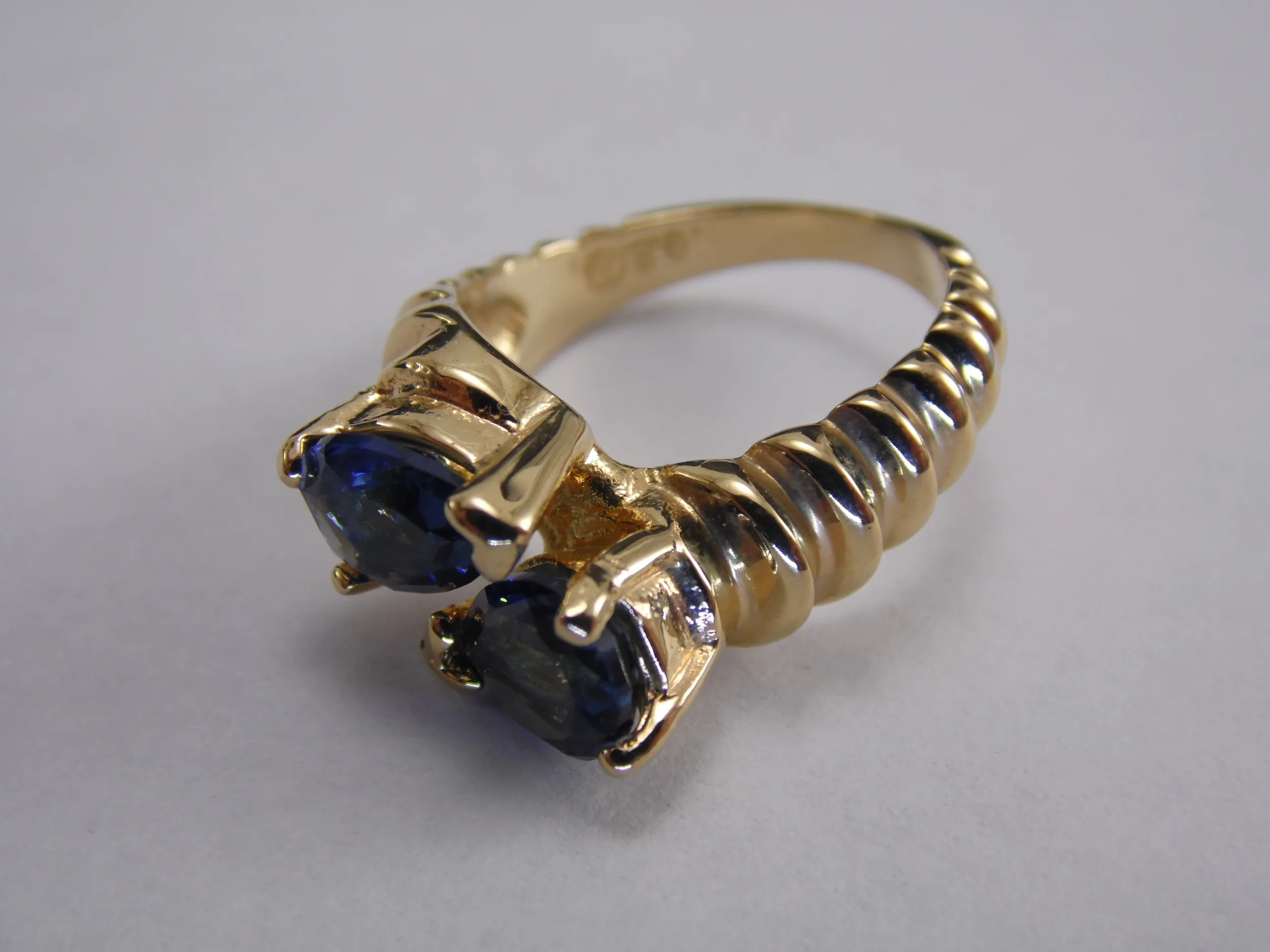 Size 5 Blue Double Stone Faux Sapphire Vintage Ana Bekoach Doublet Statement Ring 1ct T.W